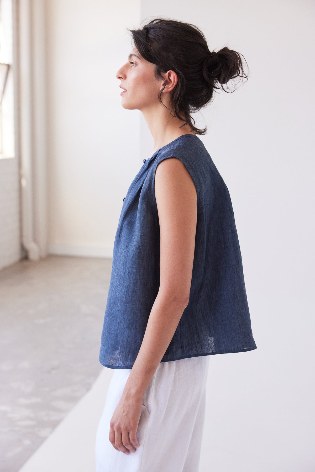 Clara Sleeveless Top | Navy