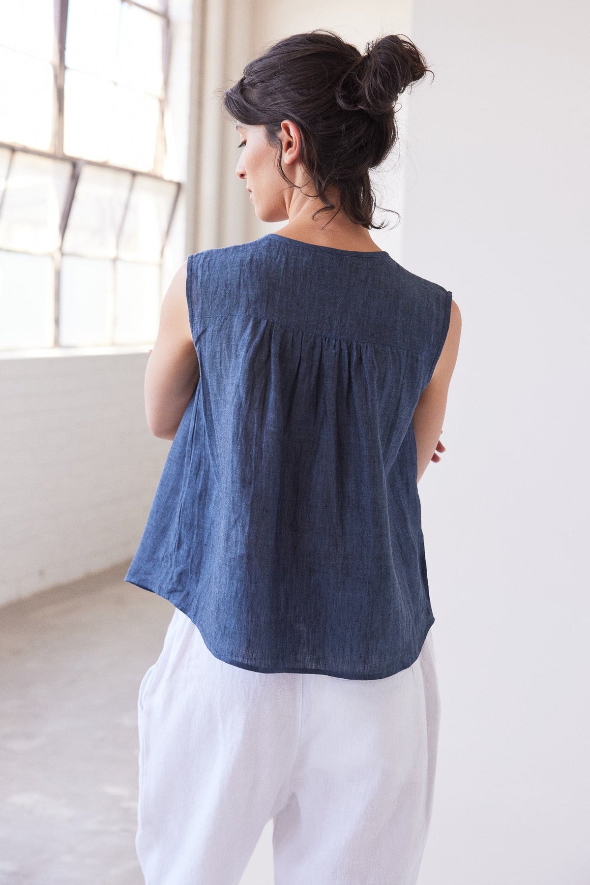 Clara Sleeveless Top | Navy