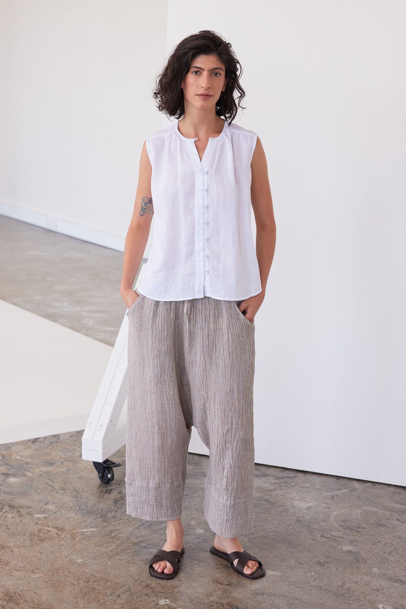 Clara Sleeveless Top | White