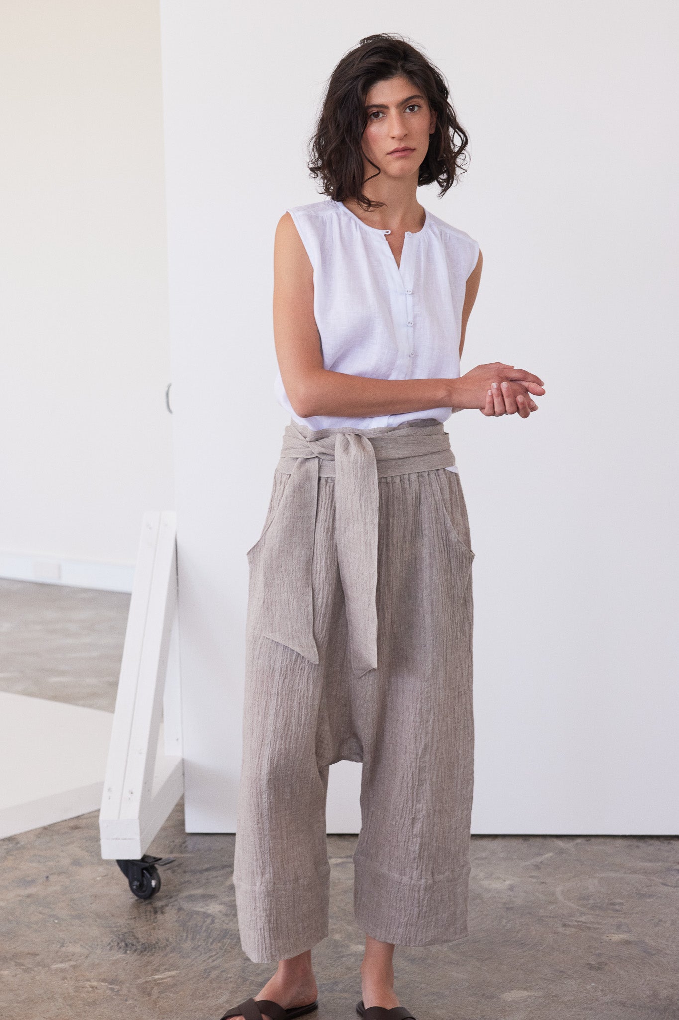 Ginza Drop Crotch Pant | Stone Gauze