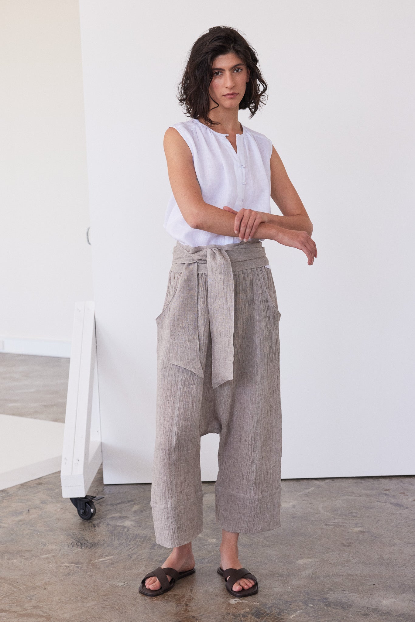 Ginza Drop Crotch Pant | Stone Gauze