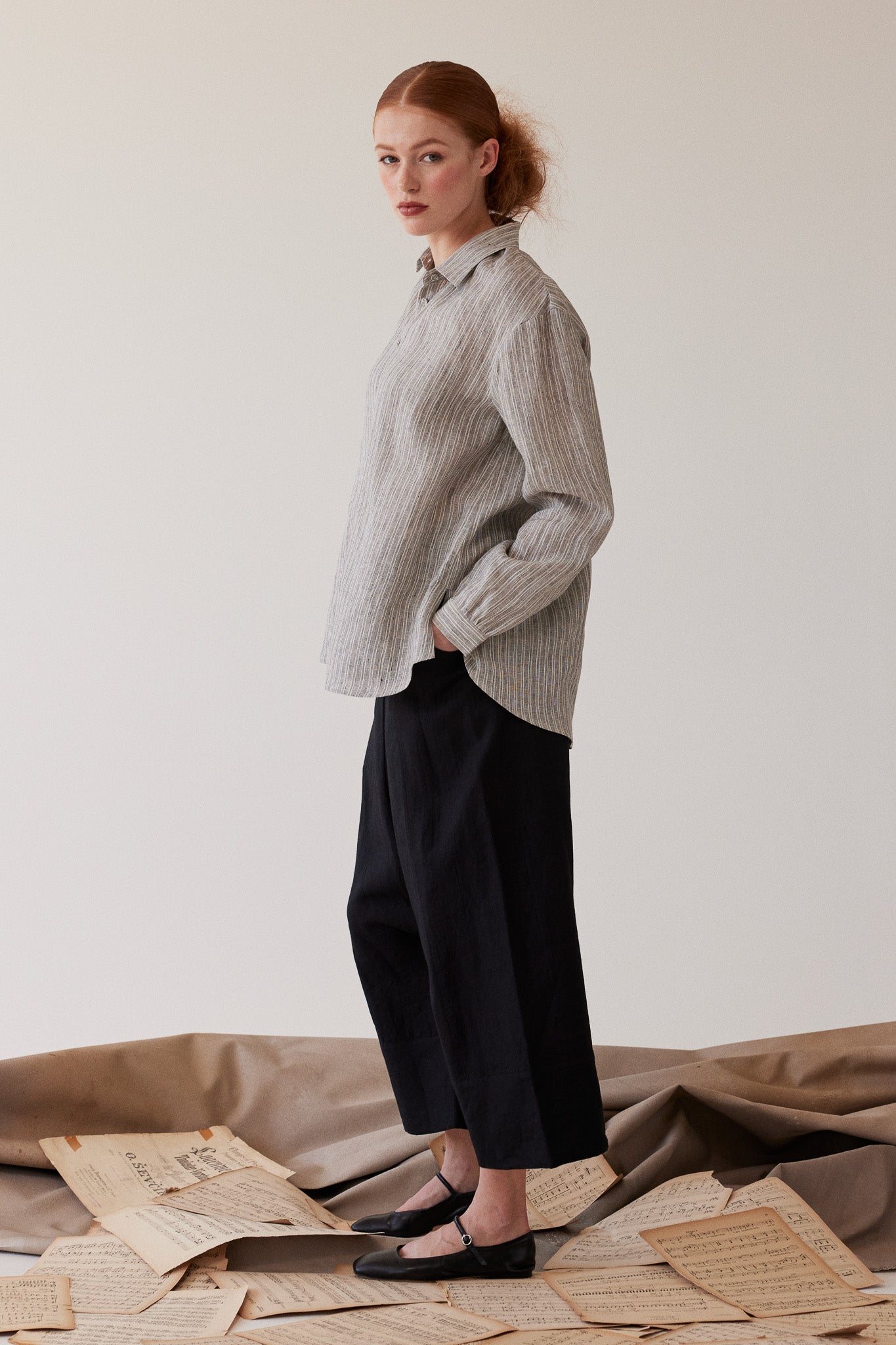 Cohen Button Through Shirt | Stippling Stripe