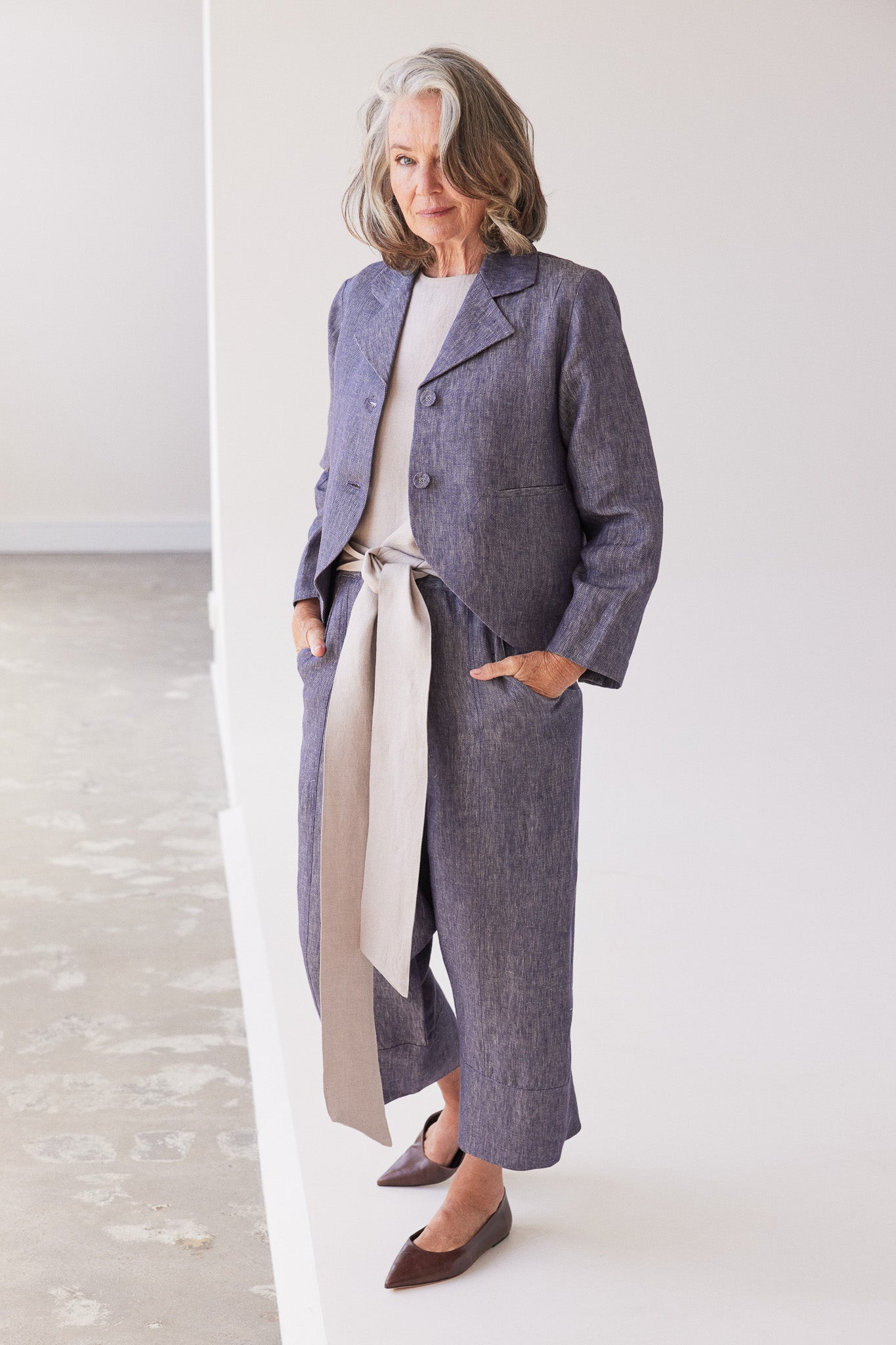 Conran Blazer | Dusty Denim Linen
