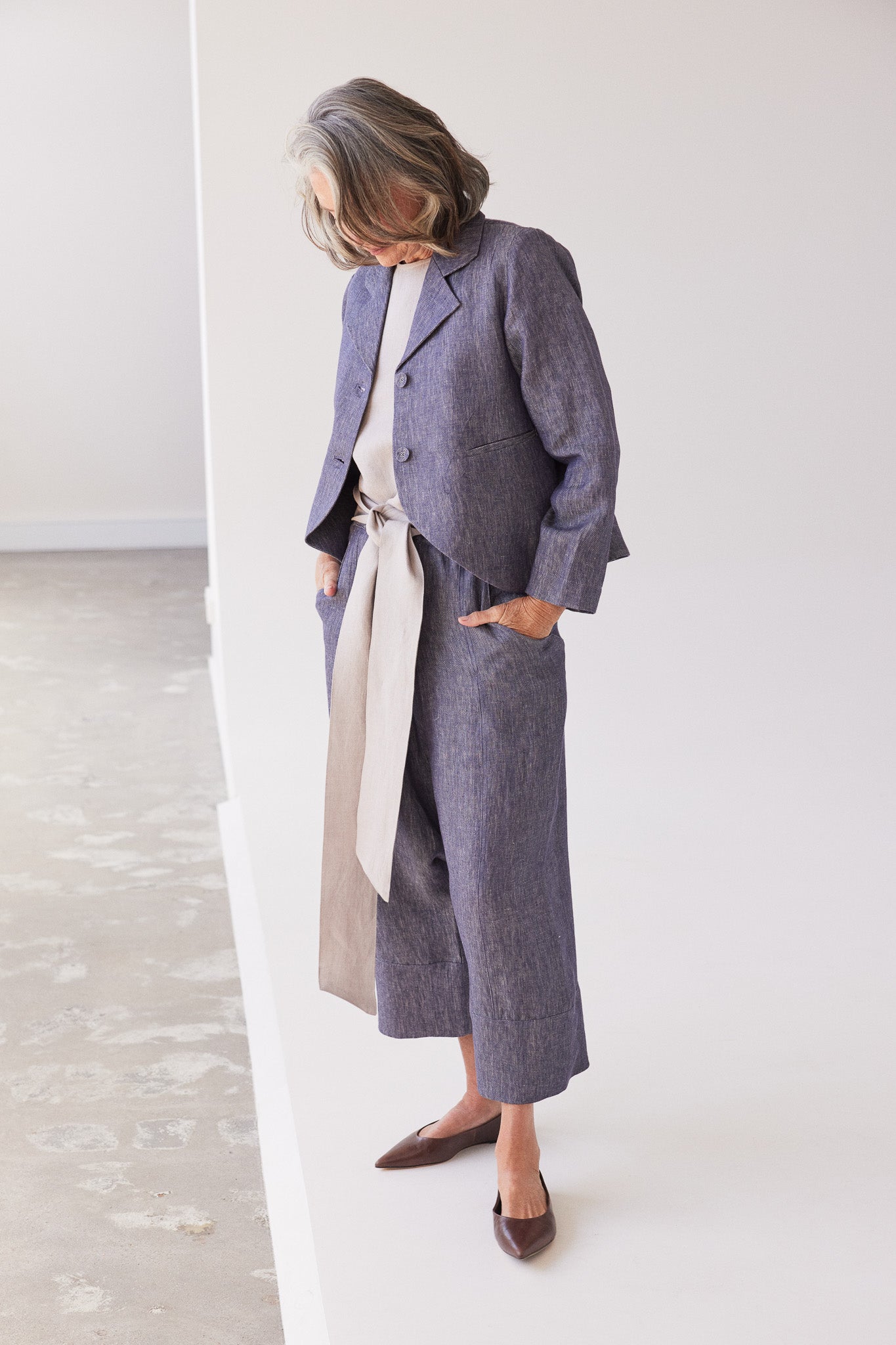 Conran Blazer | Dusty Denim Linen