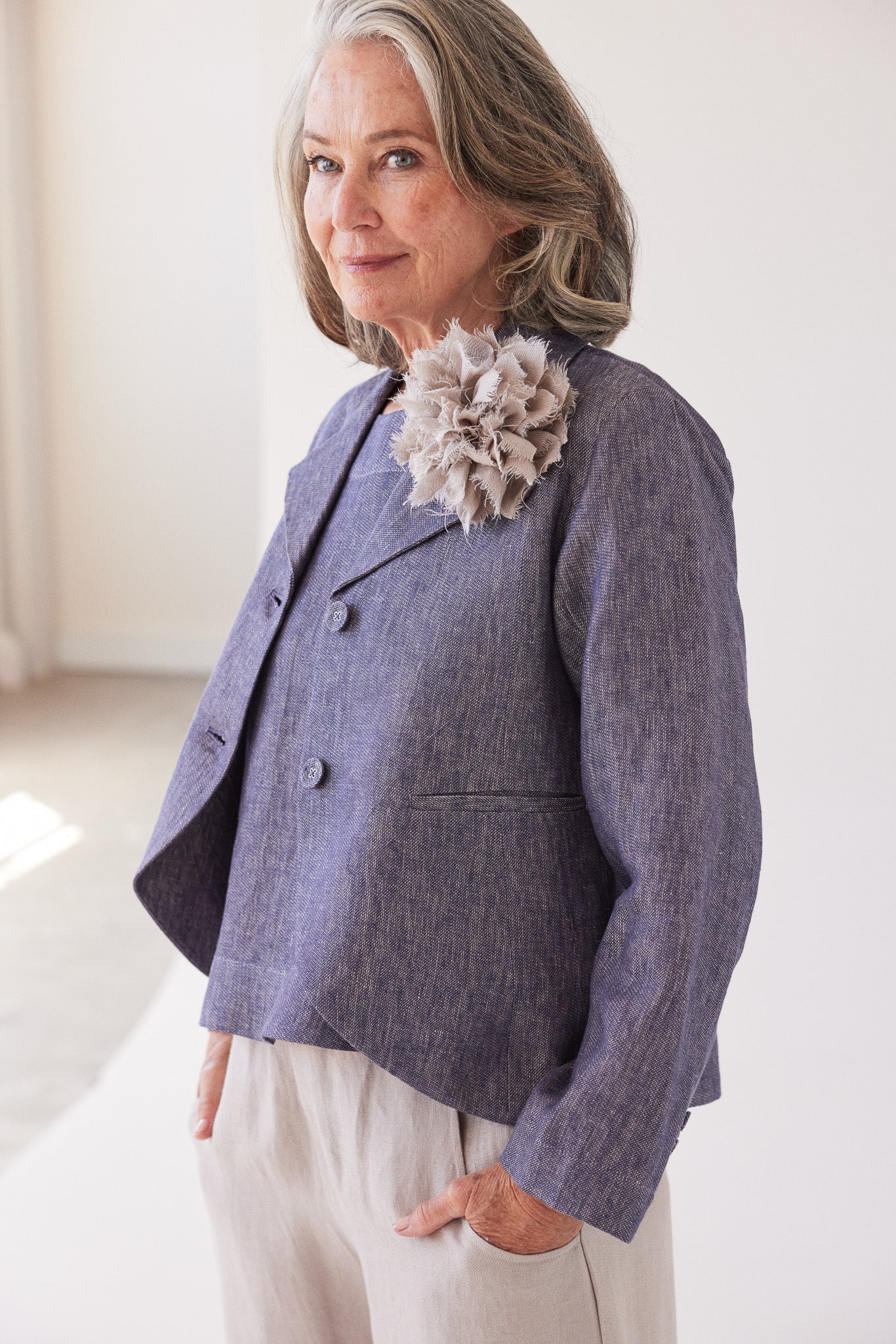 Conran Blazer | Dusty Denim Linen