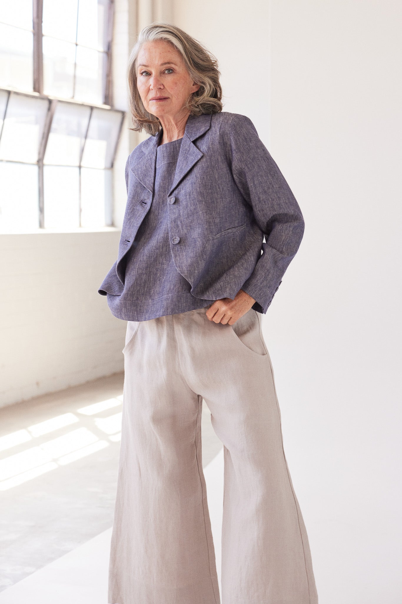 Conran Blazer | Dusty Denim Linen