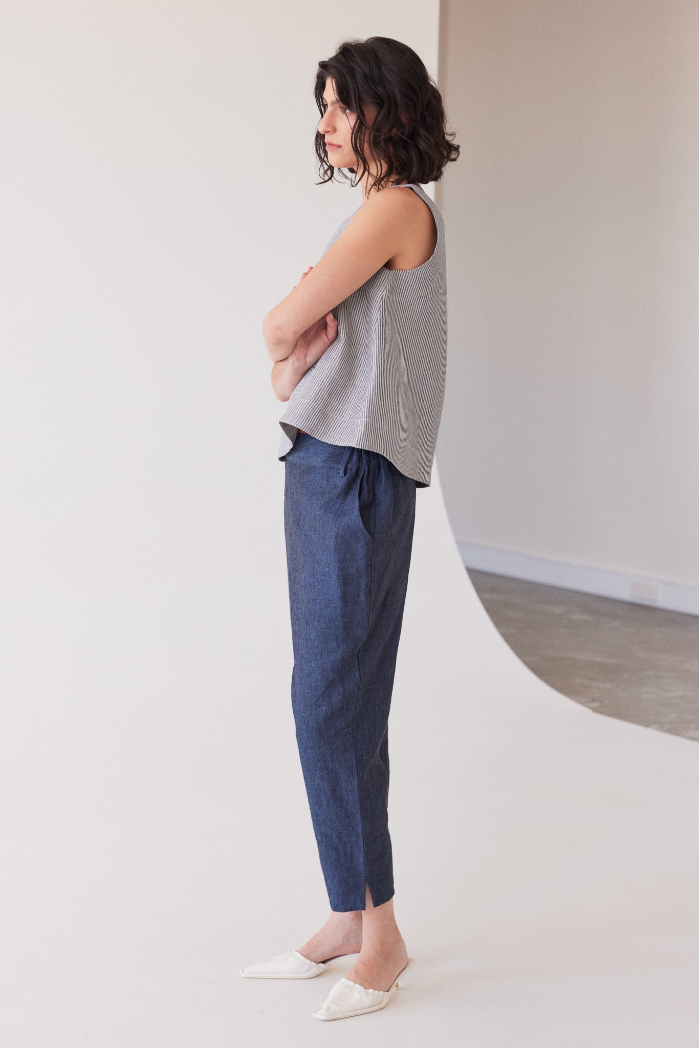 Ellis Shell Top | Chambray Stripe