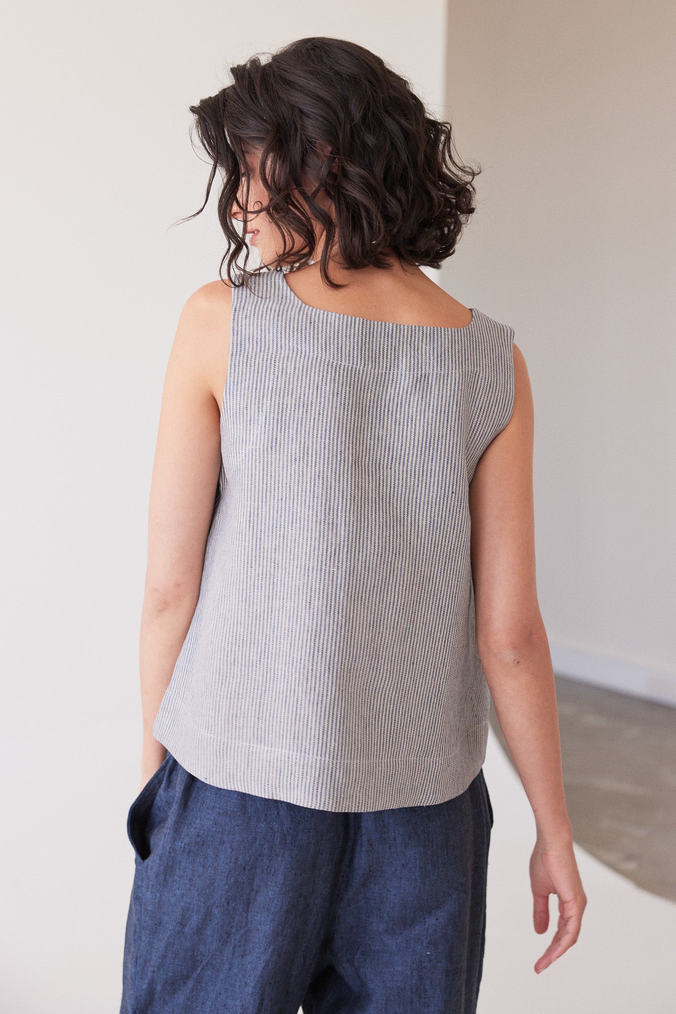 Ellis Shell Top | Chambray Stripe