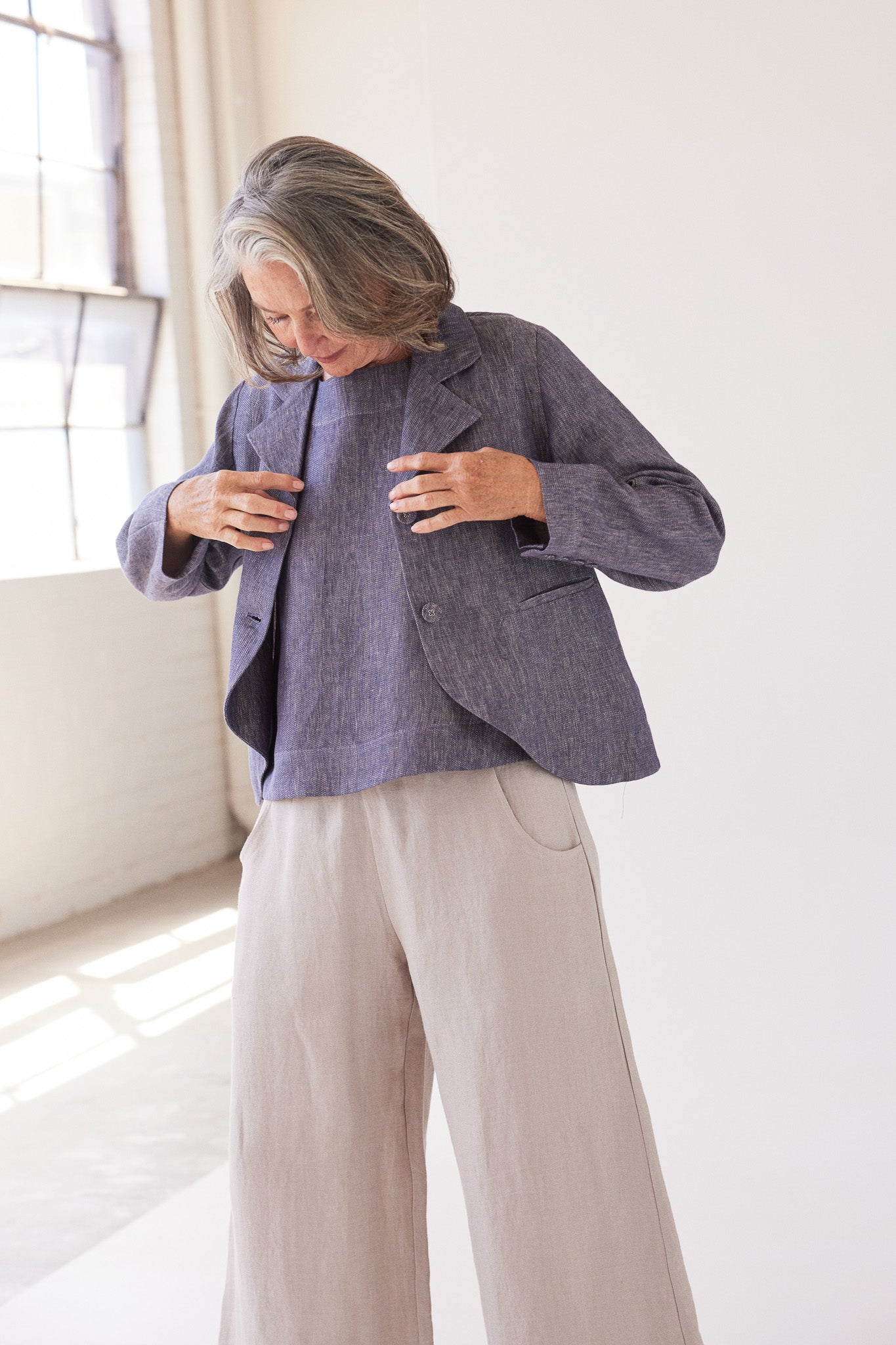 Ellis Shell Top | Dusty Denim Linen