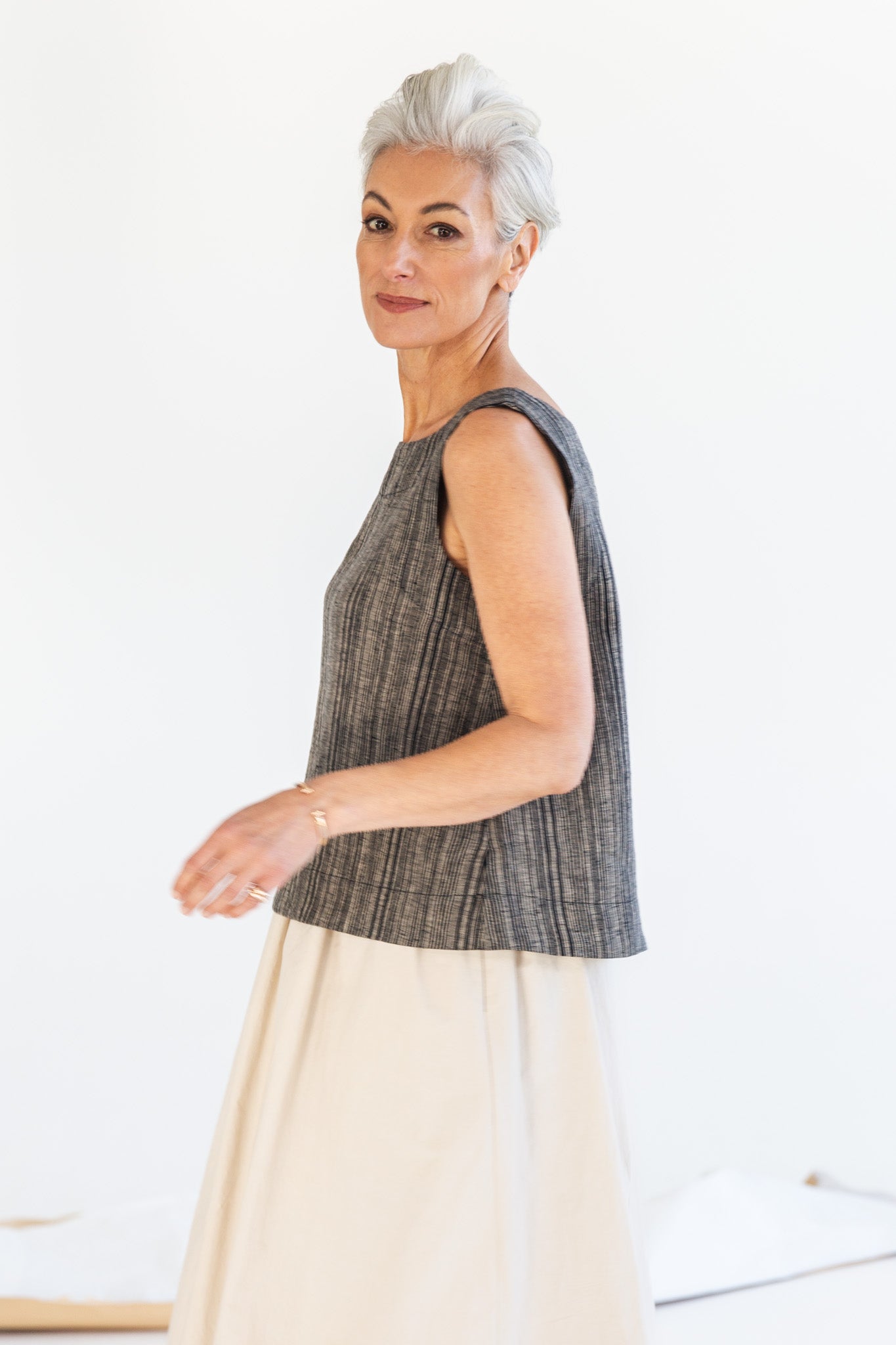 Ellis Shell Top | Raven Stripe