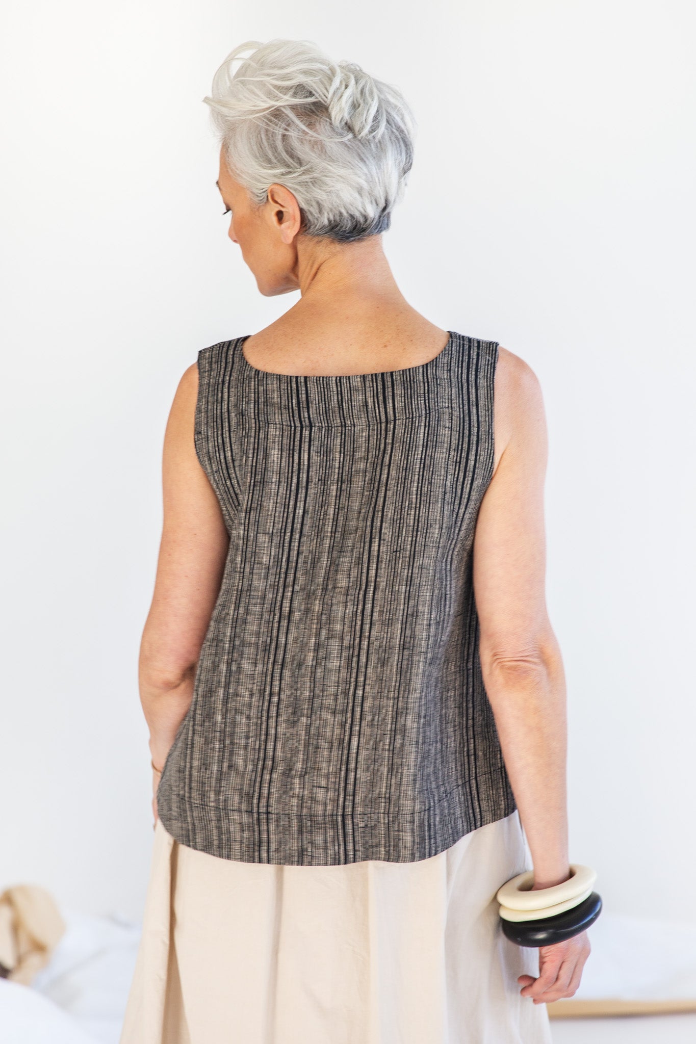 Ellis Shell Top | Raven Stripe