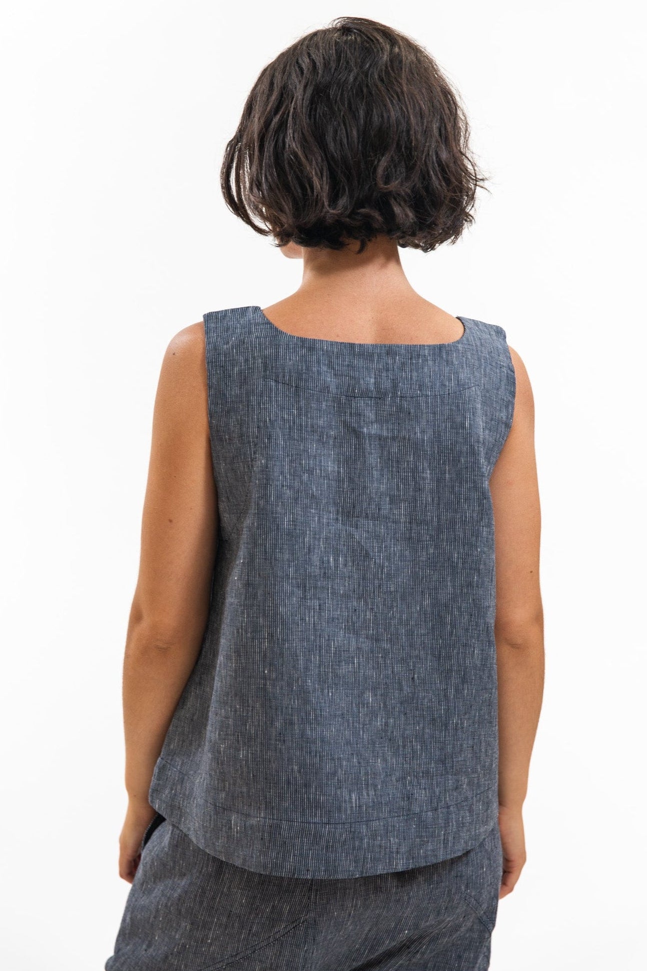 Ellis Shell Top | Navy Pinstripe FINAL SALE