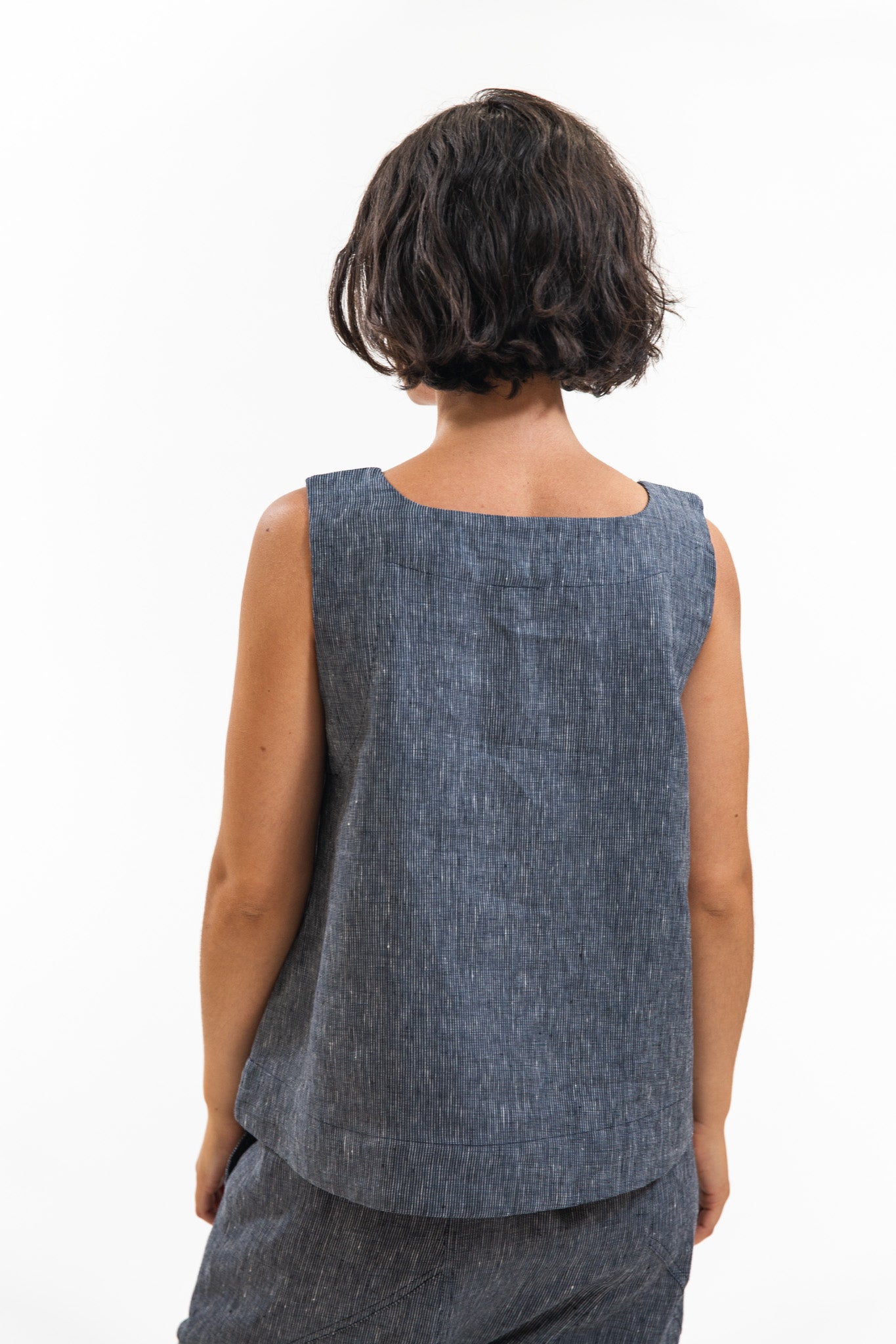 Ellis Shell Top | Navy Pinstripe