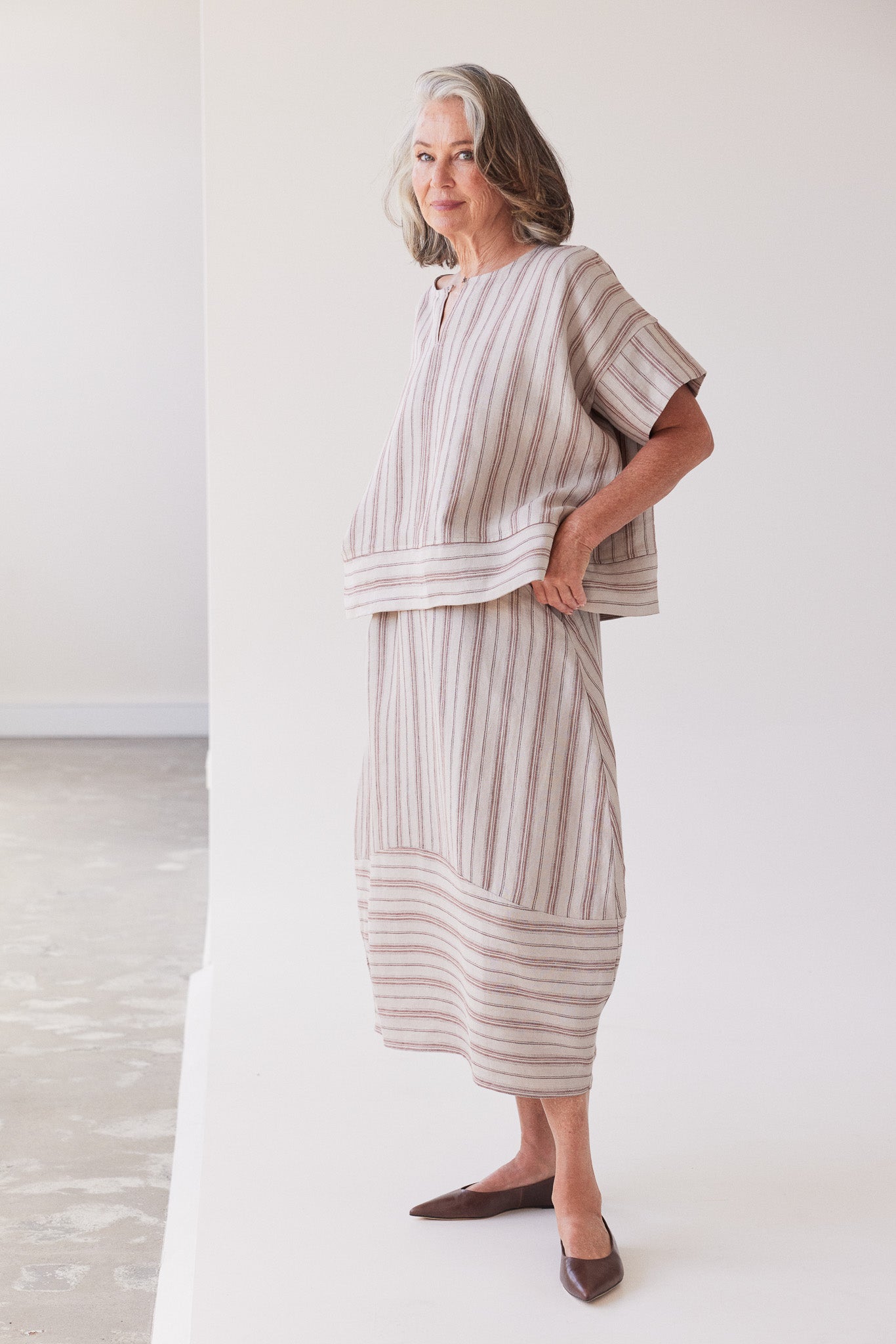 Finley Boxy Top | Brick Stripe