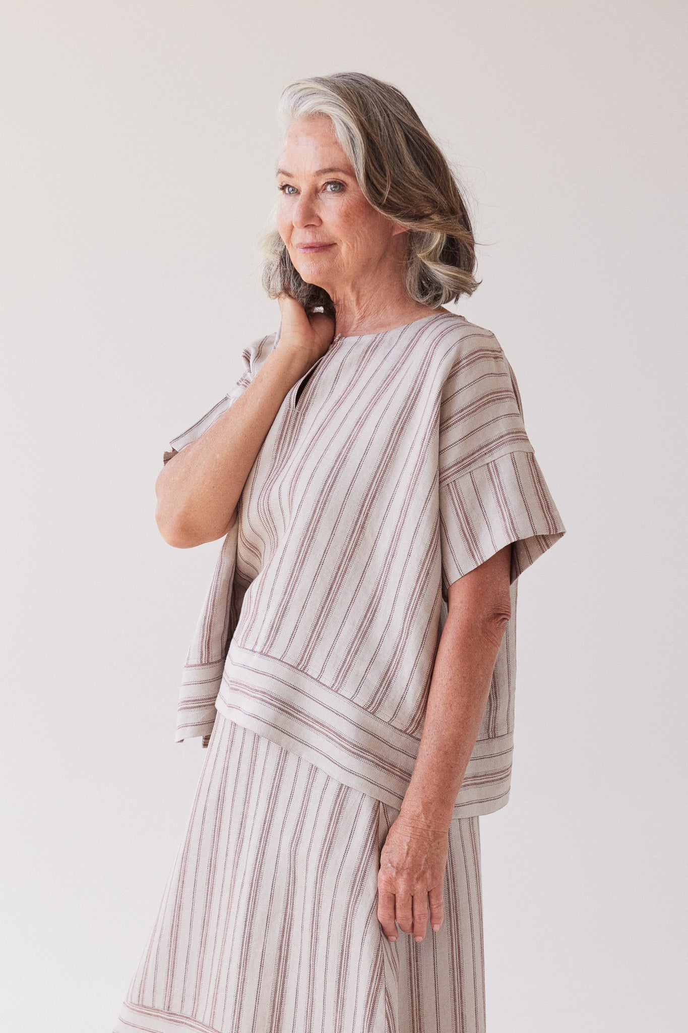 Finley Boxy Top | Brick Stripe