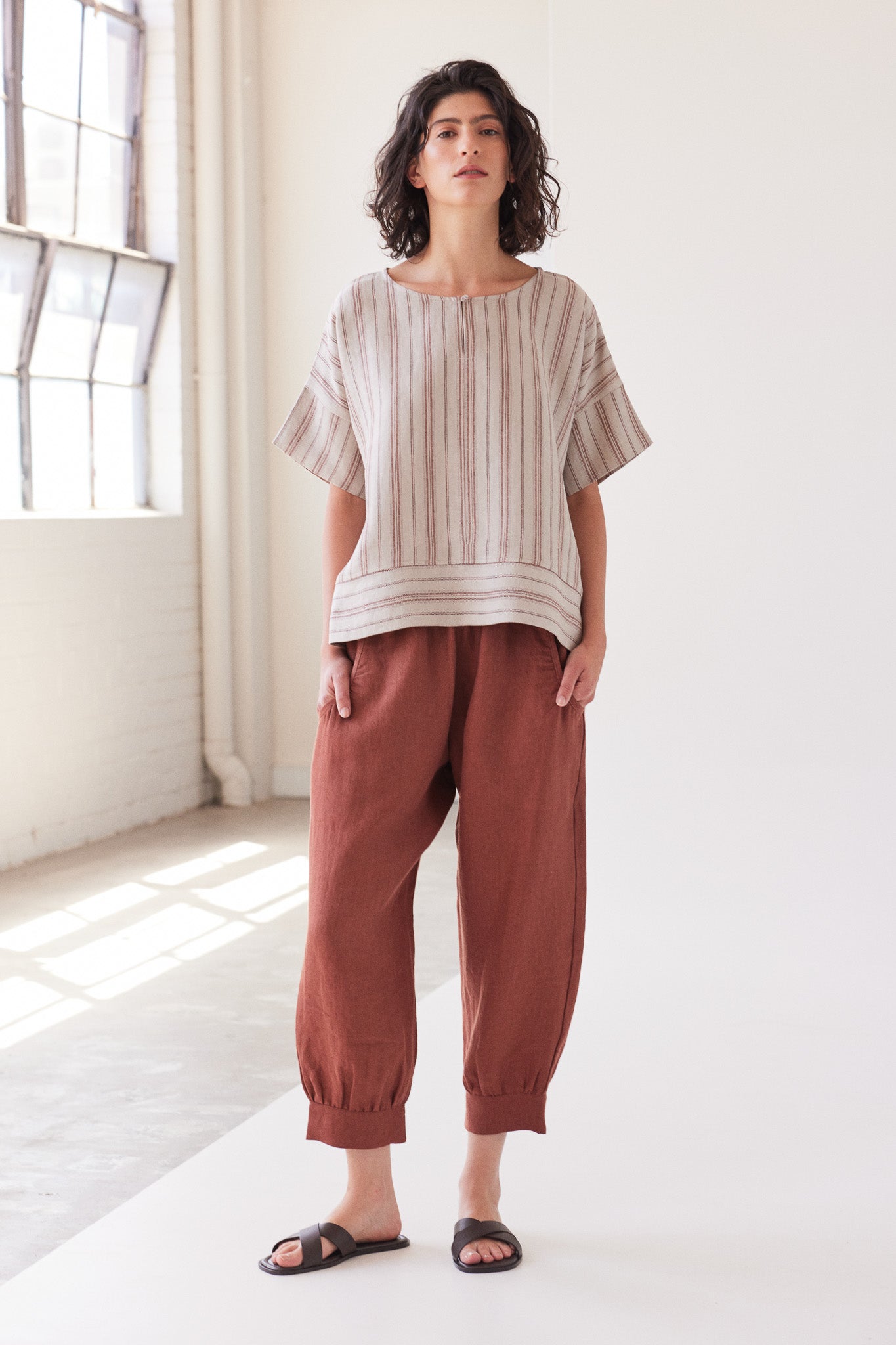 Finley Boxy Top | Brick Stripe
