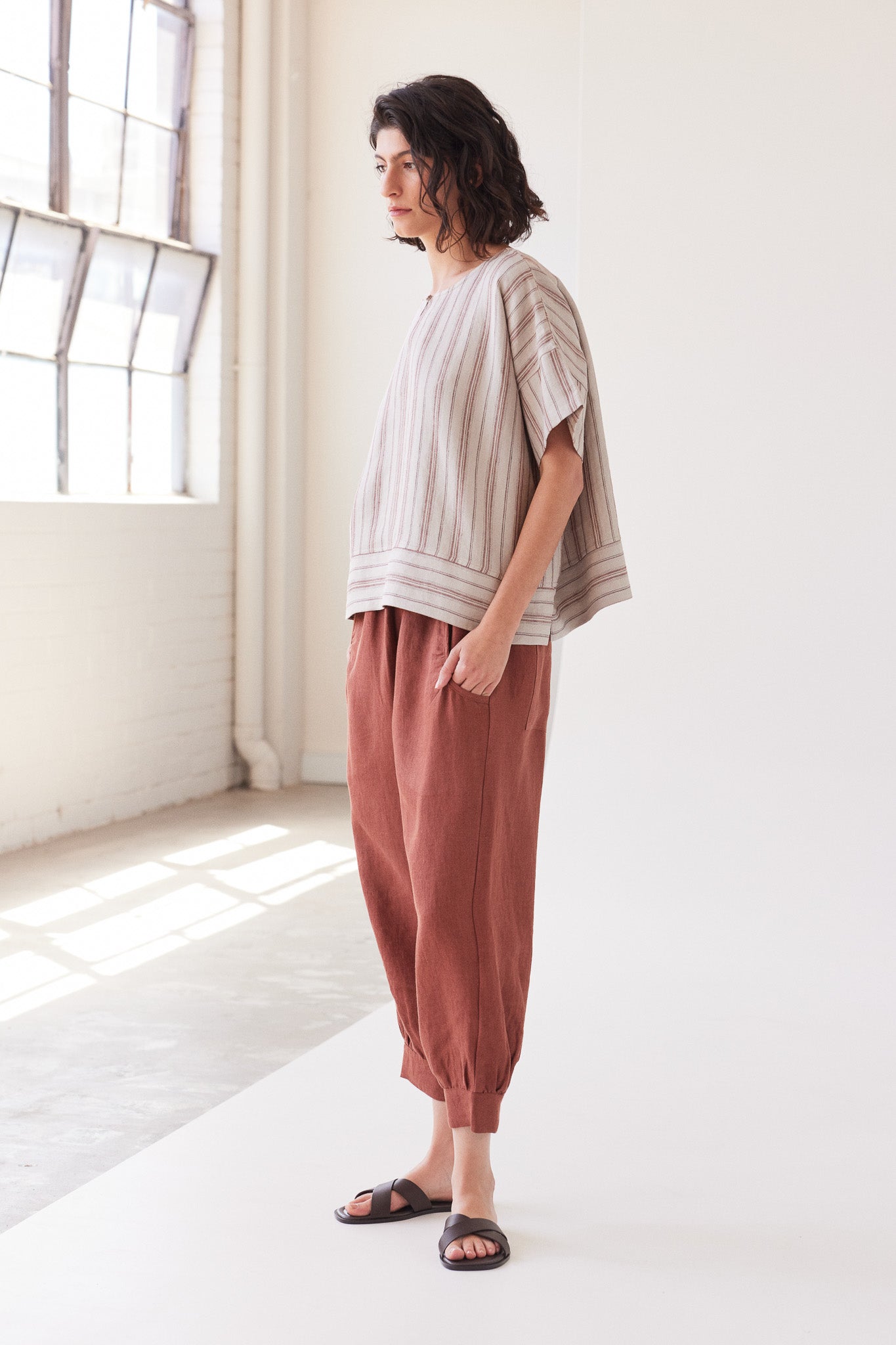 Finley Boxy Top | Brick Stripe