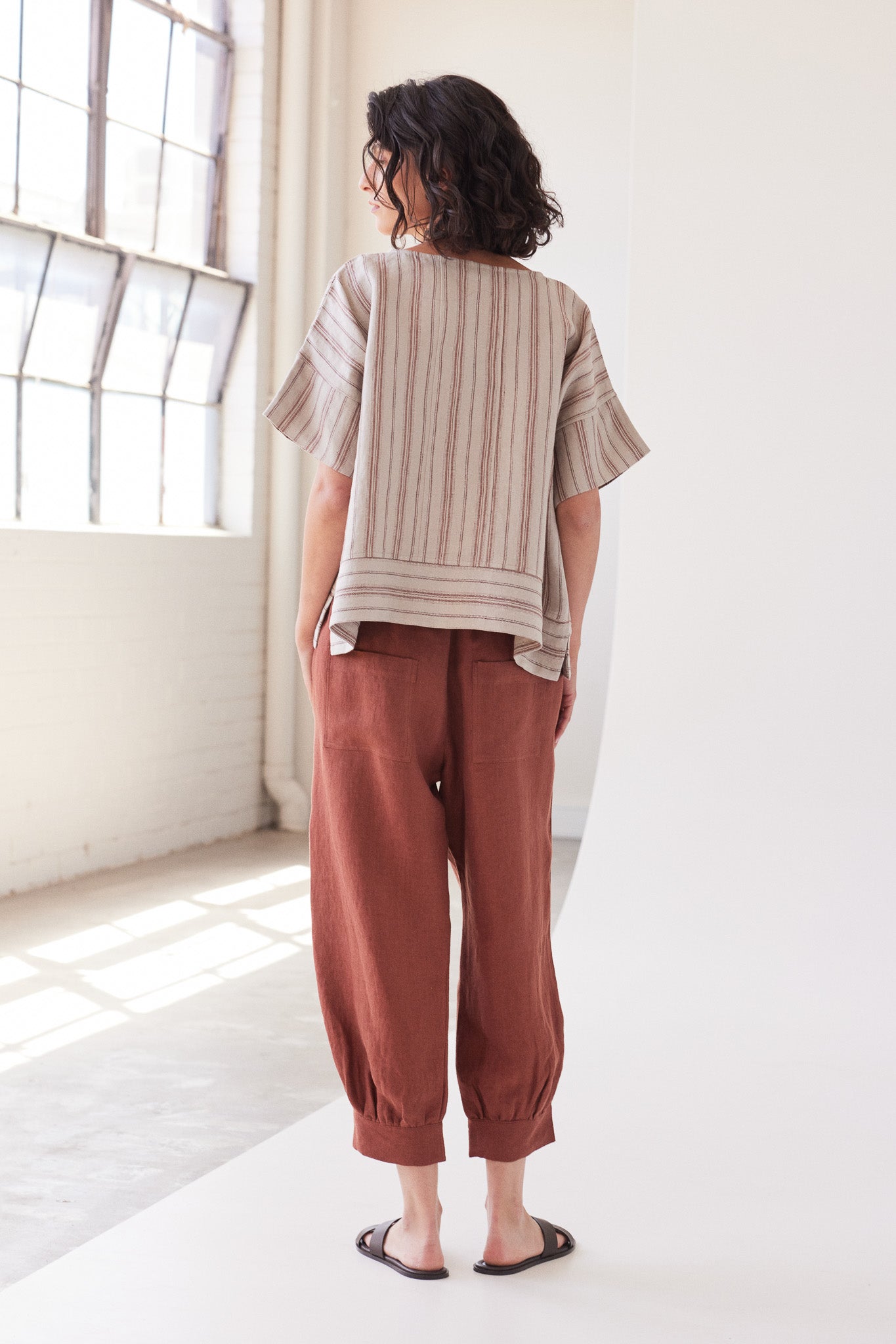 Finley Boxy Top | Brick Stripe
