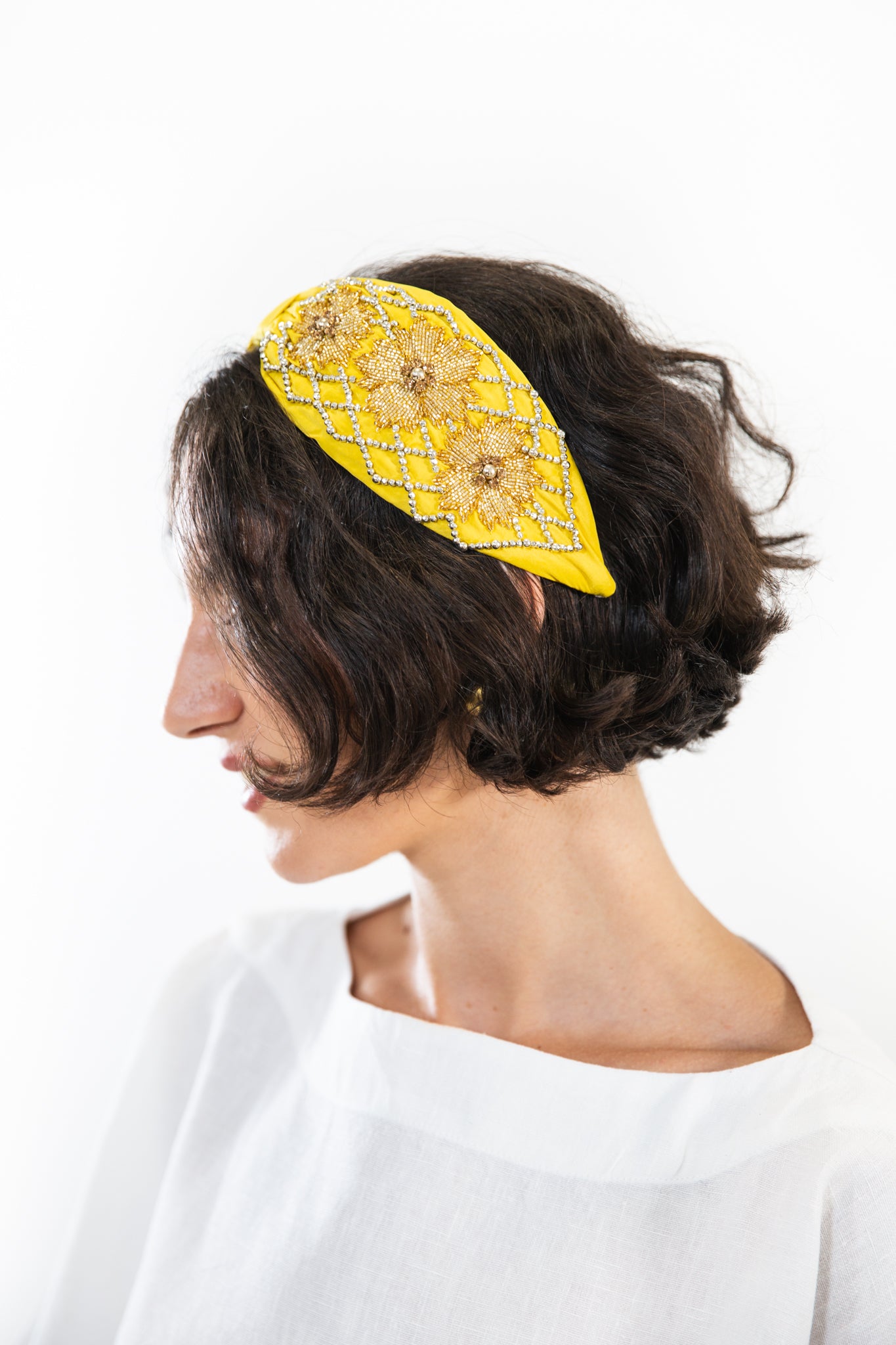 Hard Embroidered Headband | Fleur