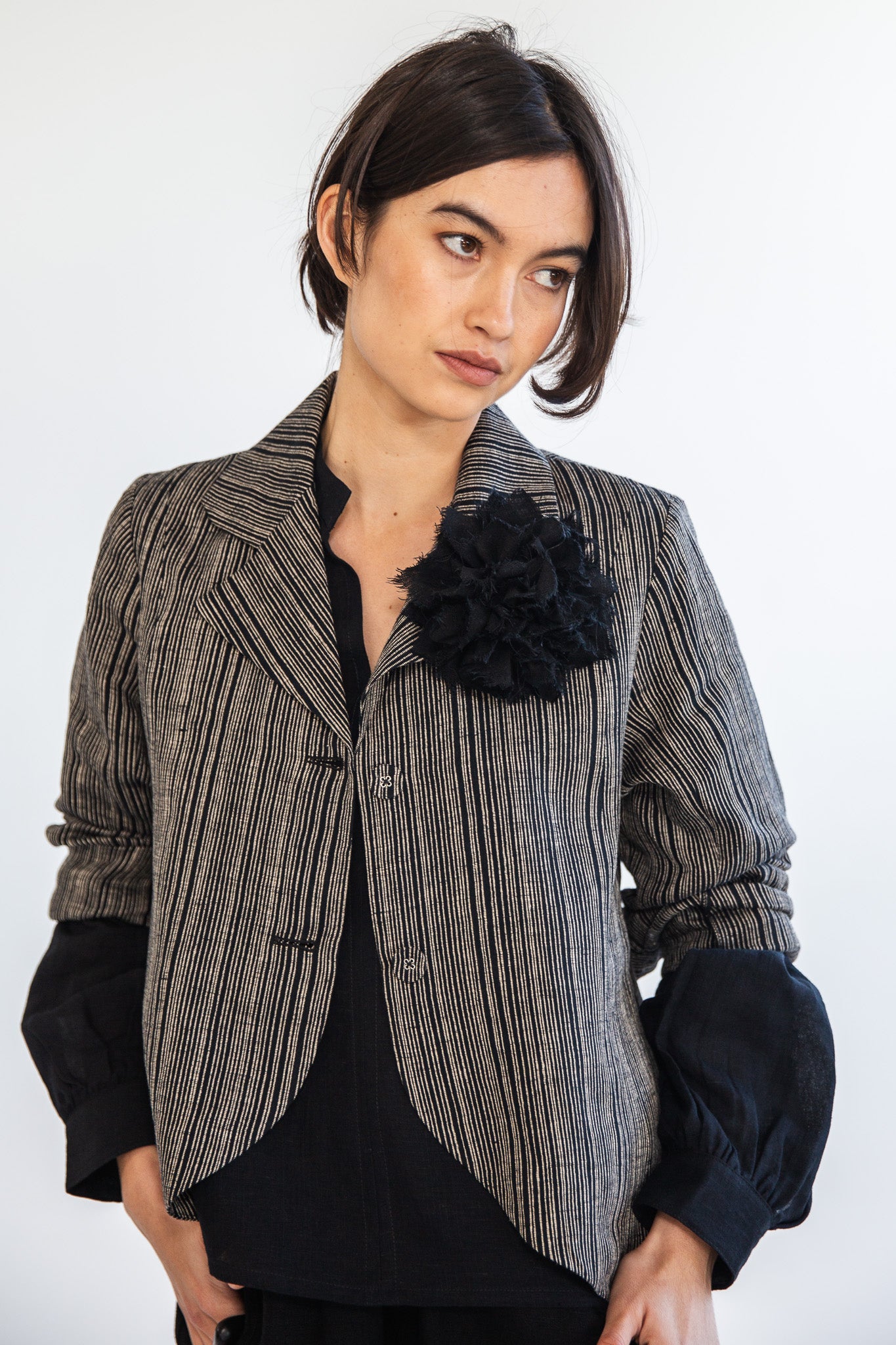 Fabric Flower Brooch | Black