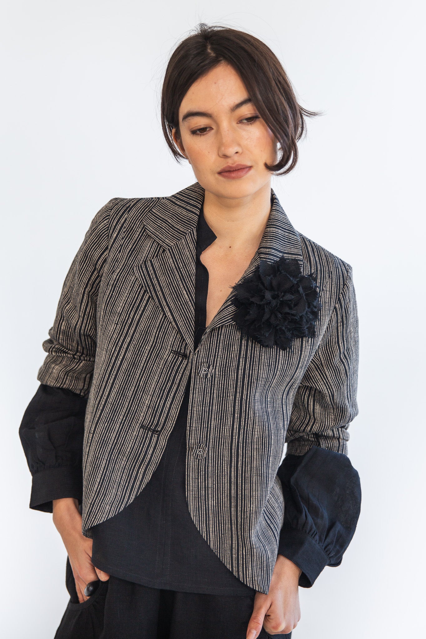 Fabric Flower Brooch | Black