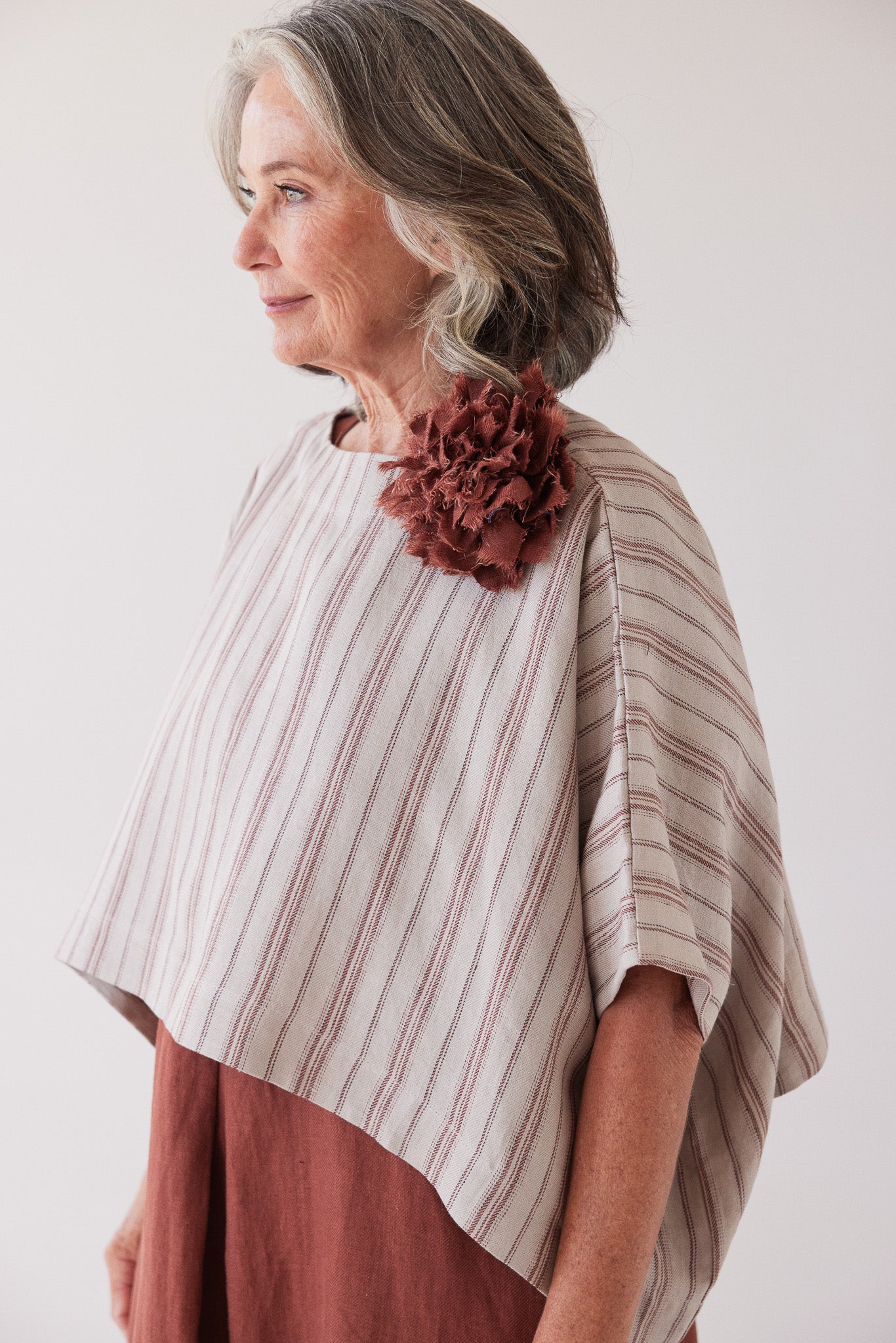 Fabric Flower Brooch | Brick