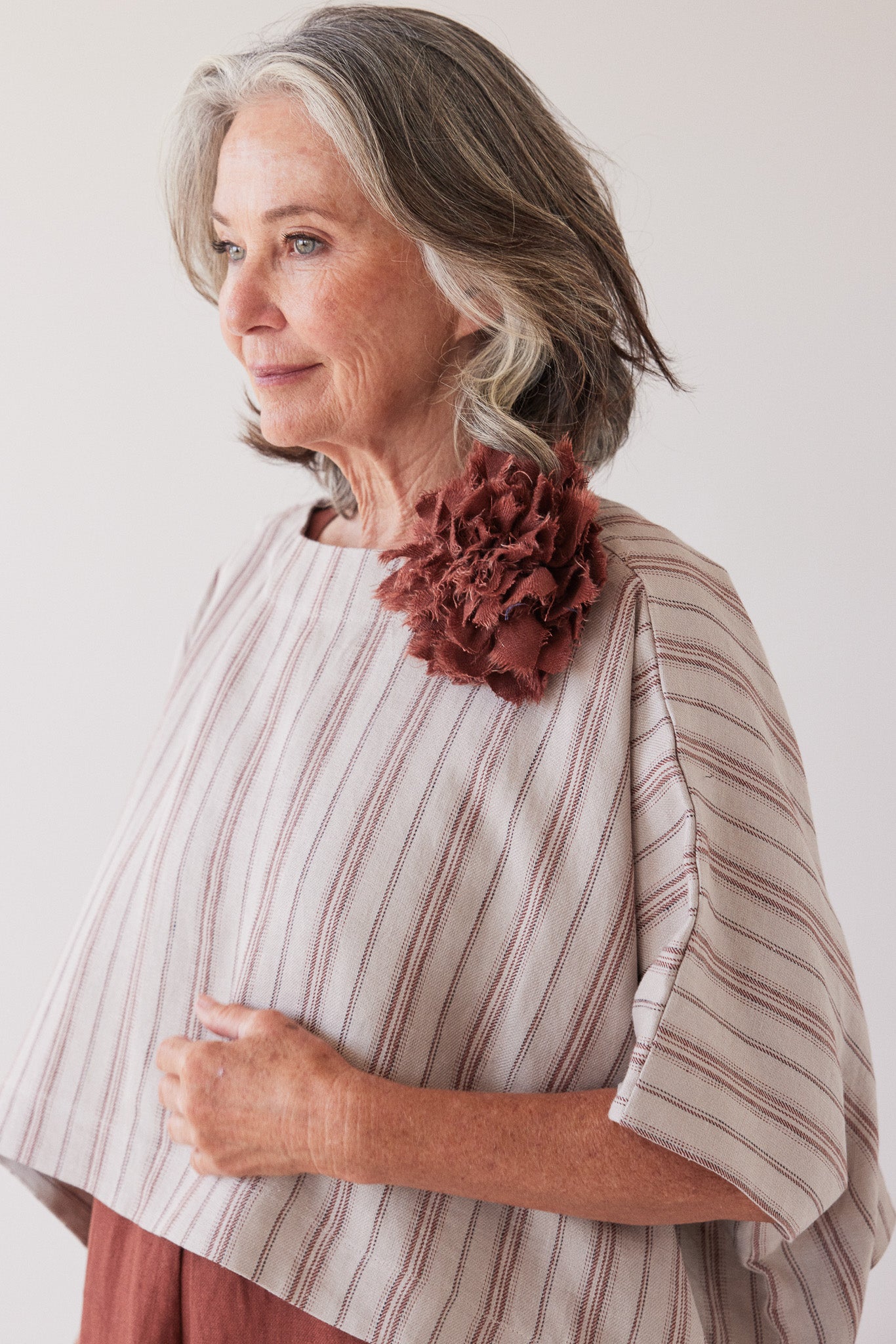 Fabric Flower Brooch | Brick