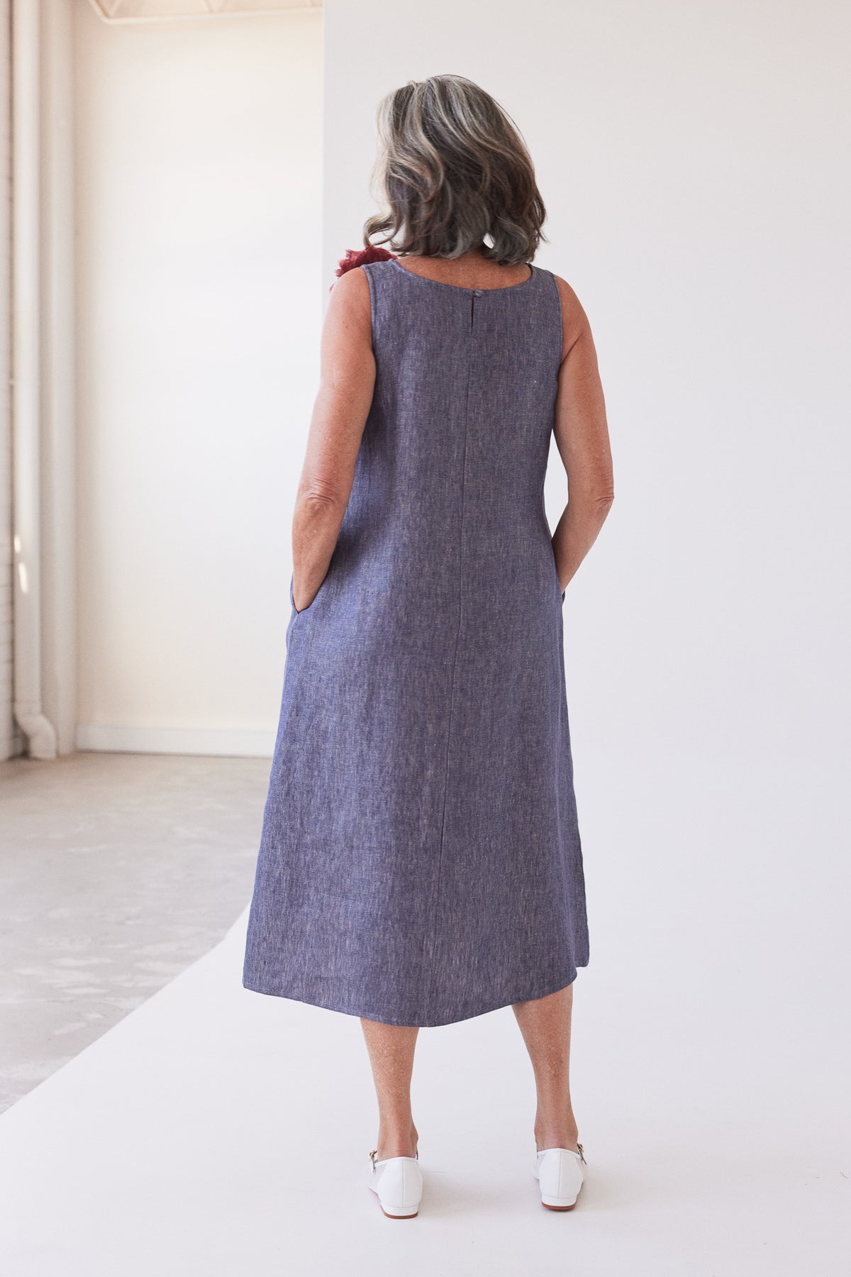 Asher Sleeveless Dress | Dusty Denim Linen