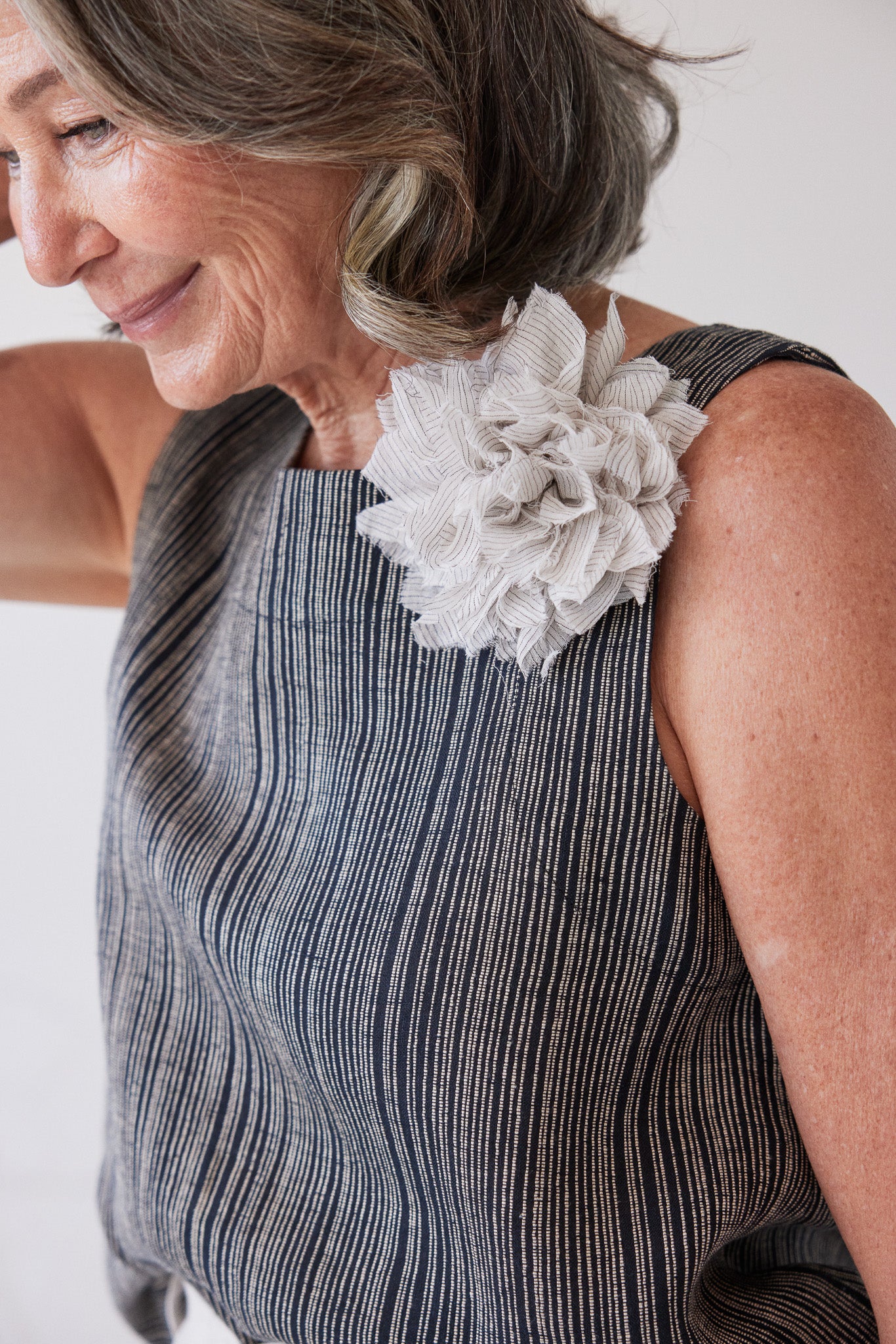 Fabric Flower Brooch | Chalk Cotton Voile