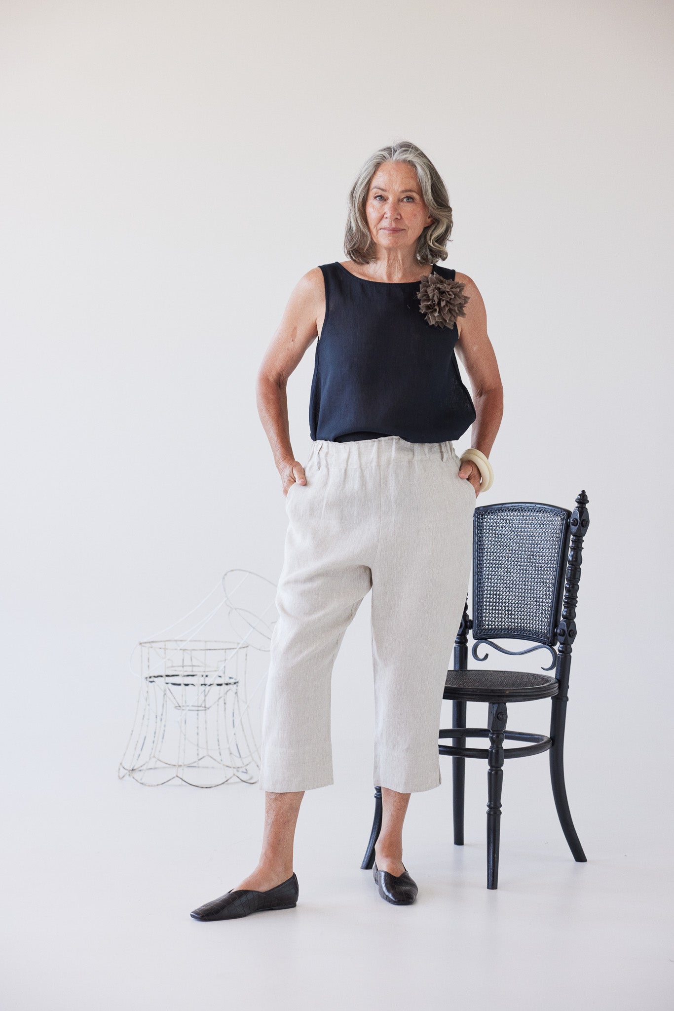 Fabric Flower Brooch | Mocha Cotton Voile