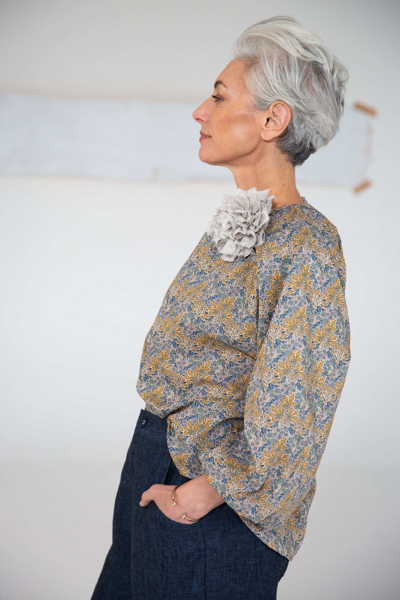 Fabric Flower Brooch | Neutral