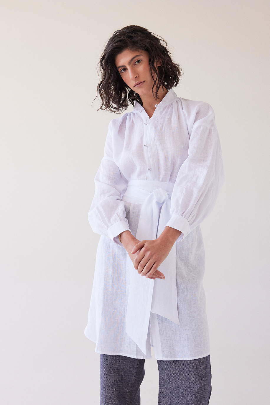 Harper Shirt Dress | White