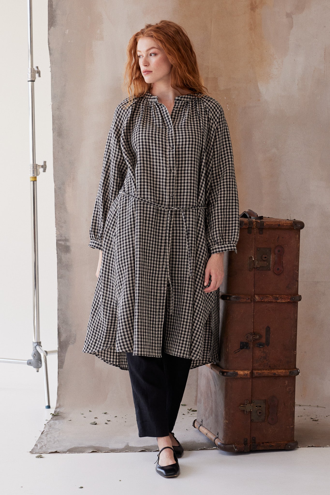 Gianna Belted Dress | Black Gingham