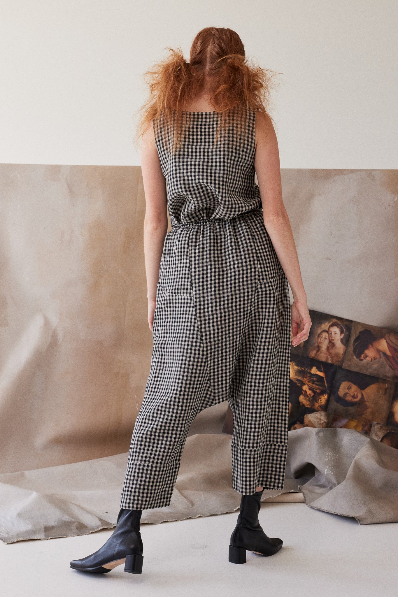 Ginza Drop Crotch Pant | Black Gingham
