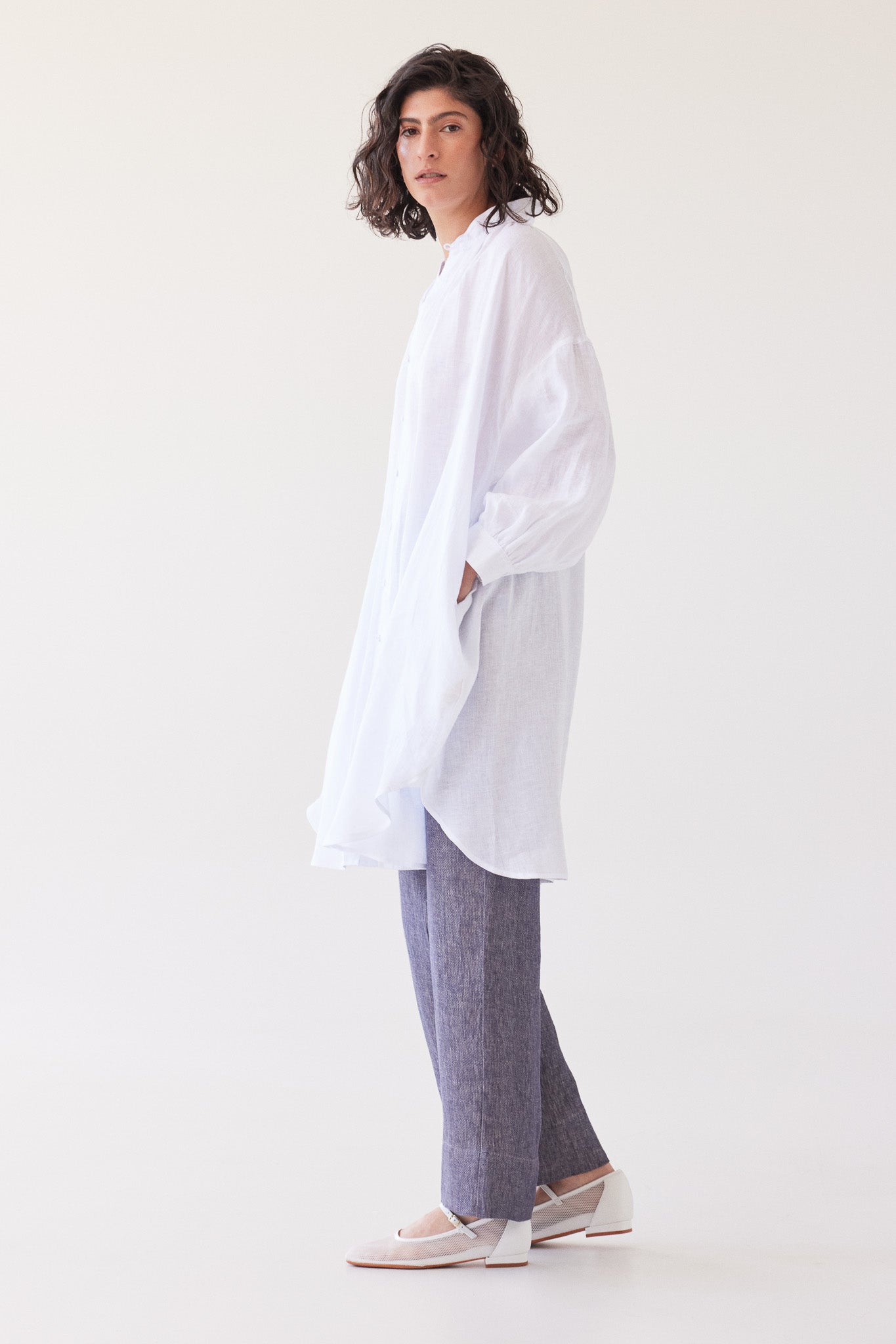 Harper Shirt Dress | White