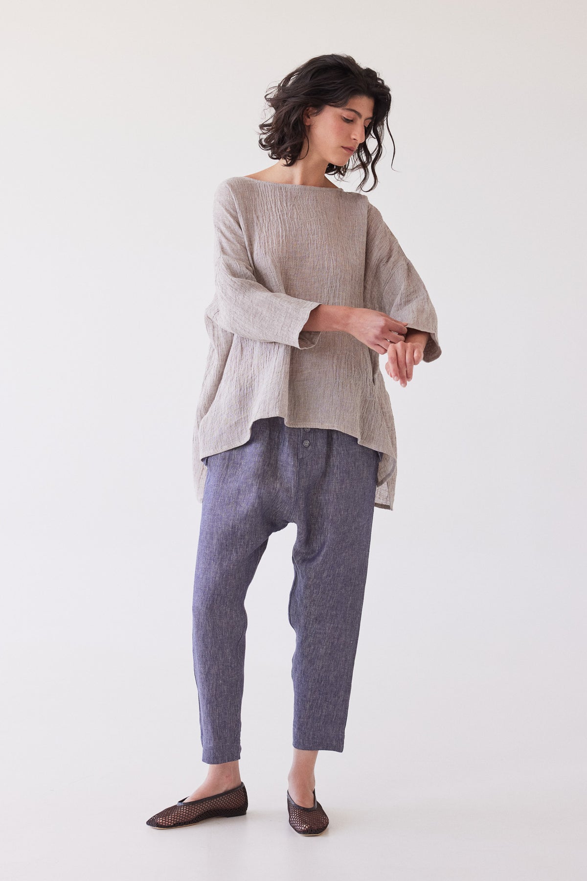 Harry Relaxed Top | Stone Gauze