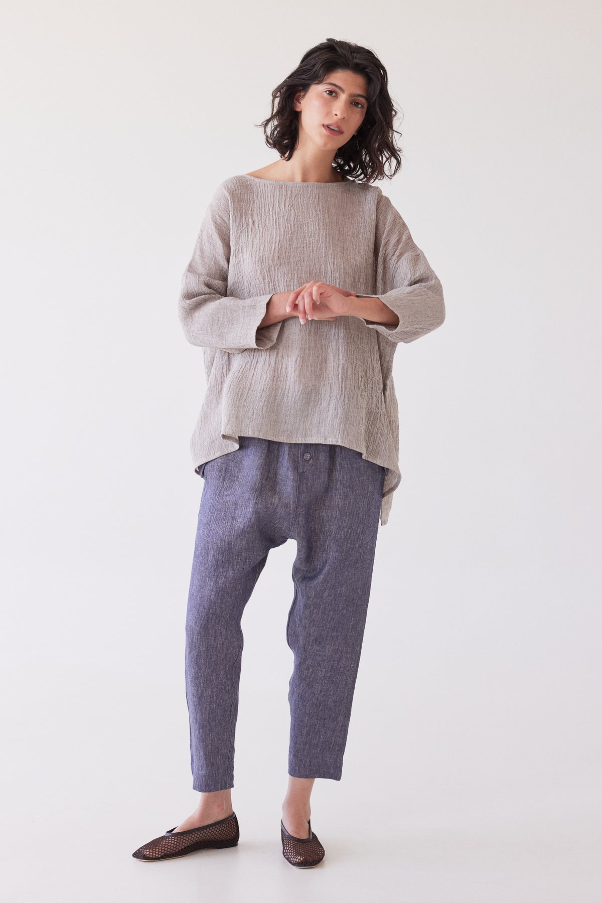 Harry Relaxed Top | Stone Gauze
