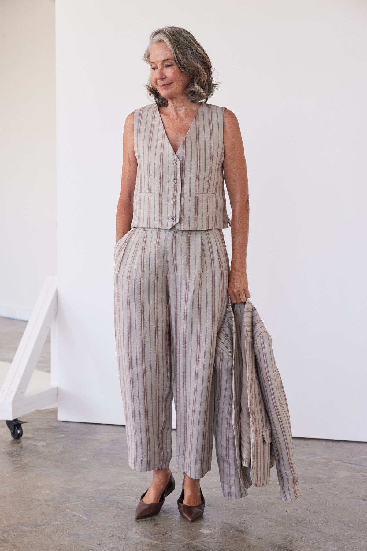 Hendric Tailored Pant | Brick Stripe