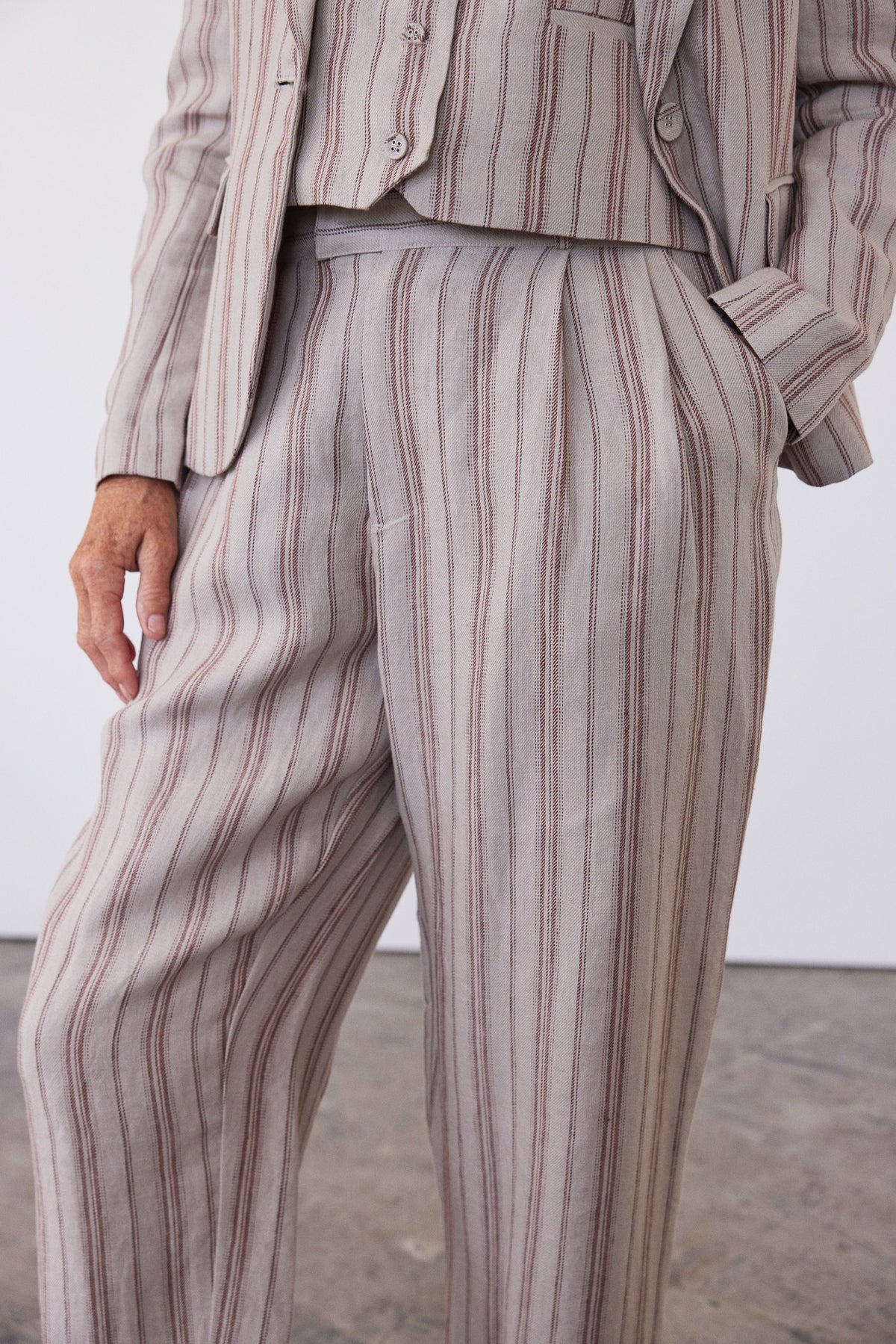 Hendric Tailored Pant | Brick Stripe