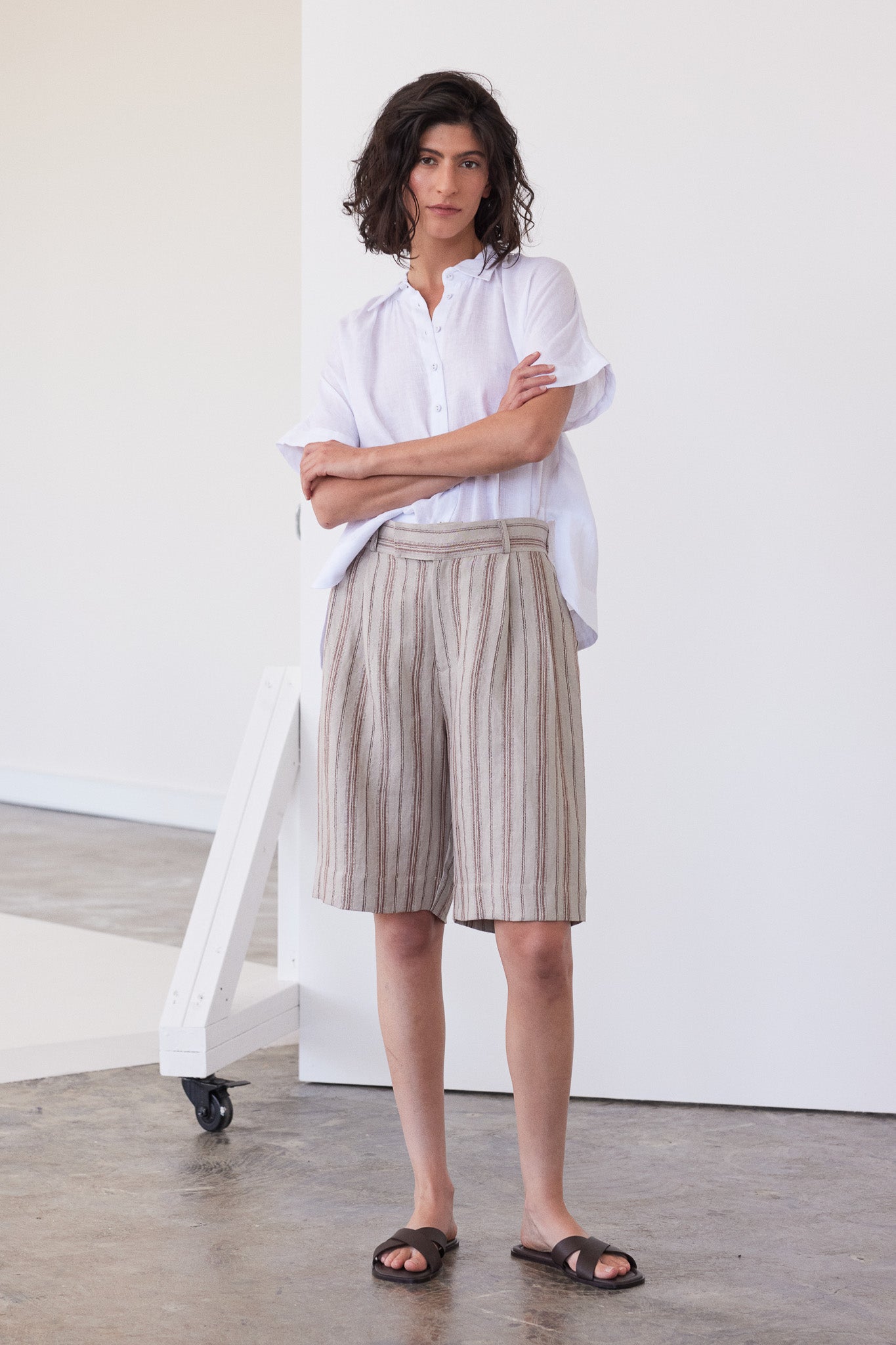 Hendric Tailored Shorts | Brick Stripe