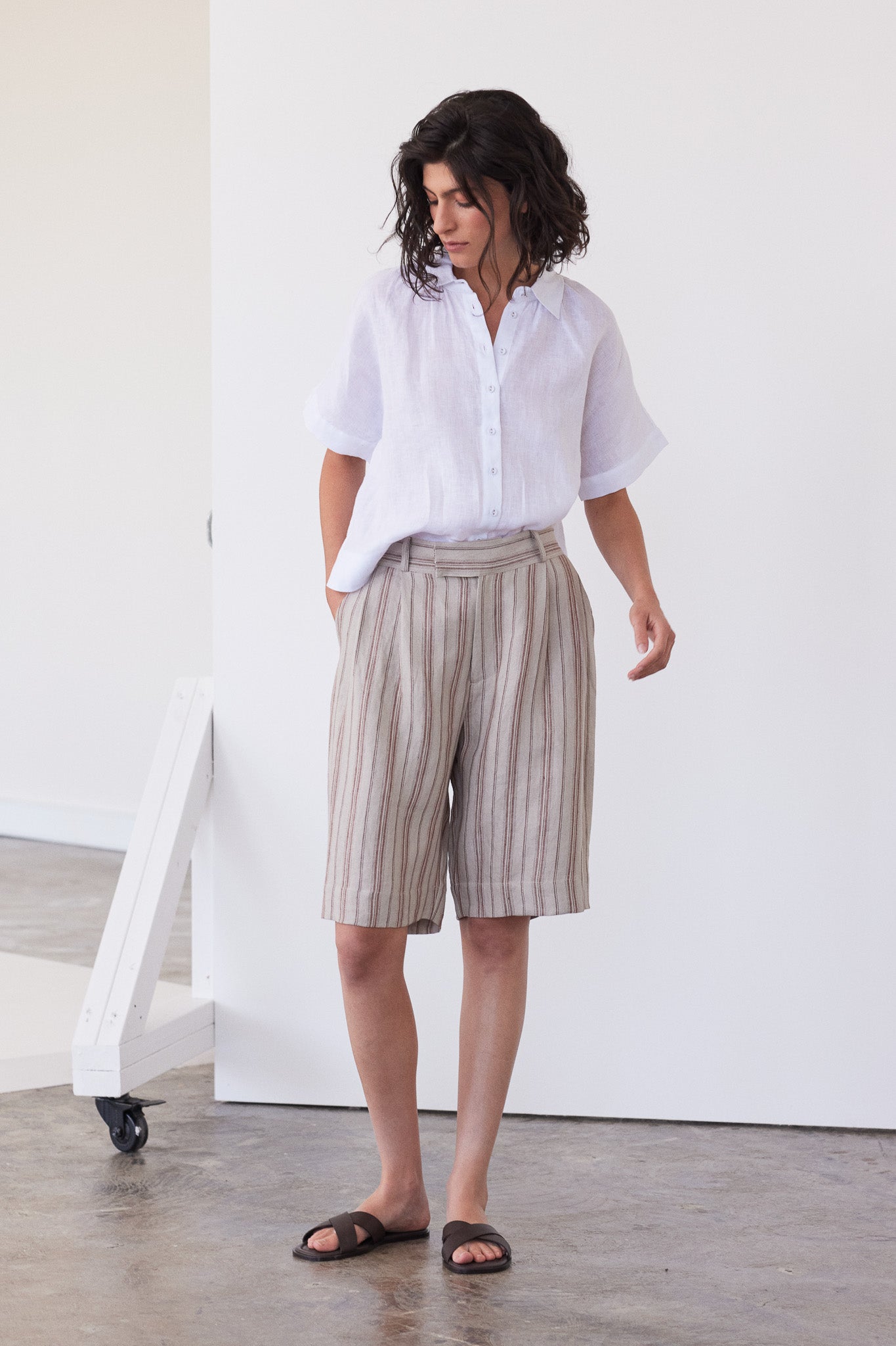 Hendric Tailored Shorts | Brick Stripe