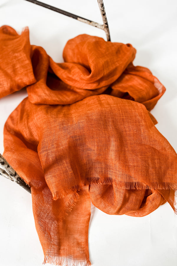 Linen Gauze Scarf | Burnt Orange