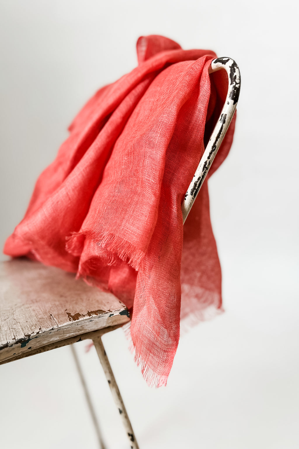 Linen Gauze Scarf | Shrimp