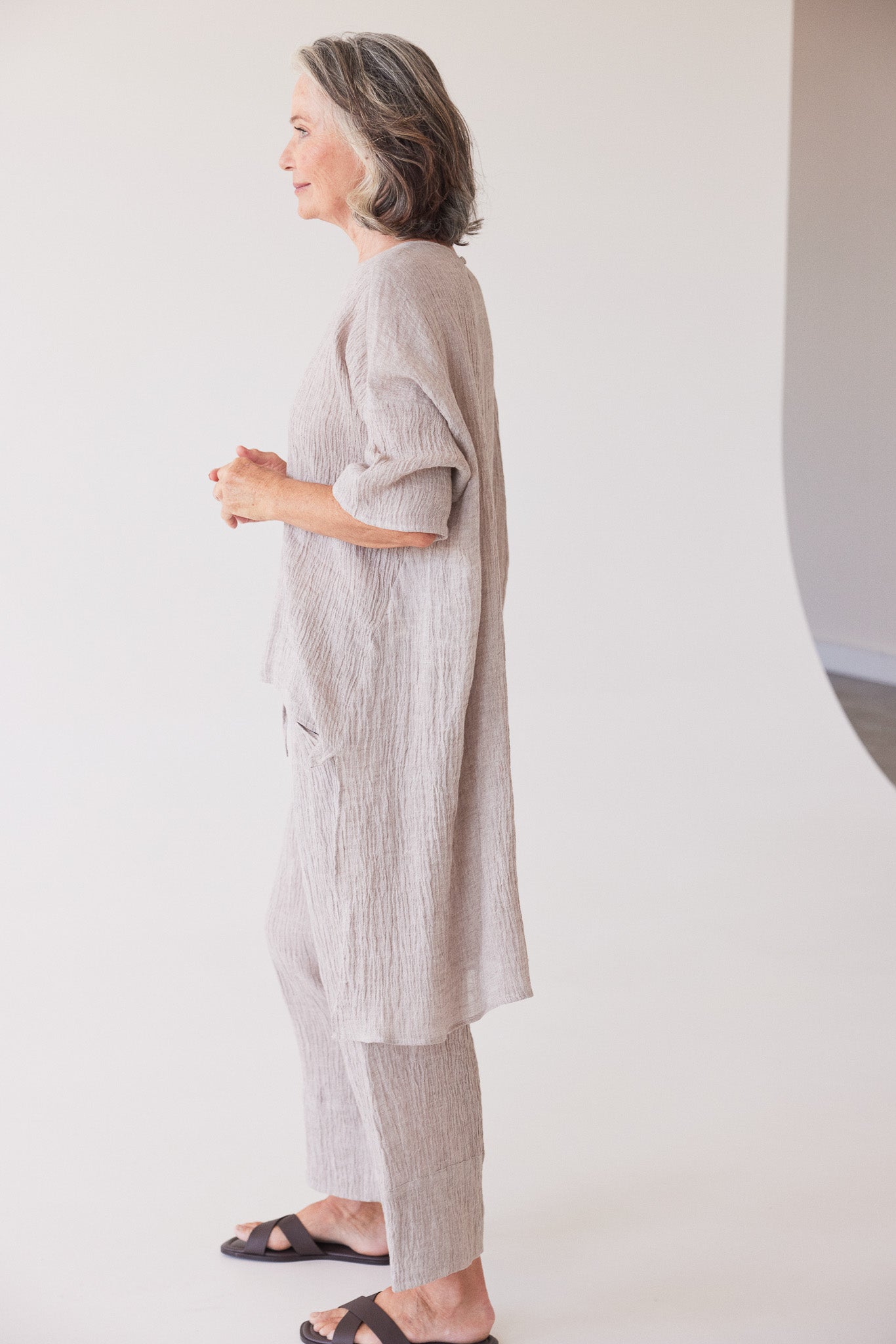 Lanie Relaxed Top | Stone Gauze