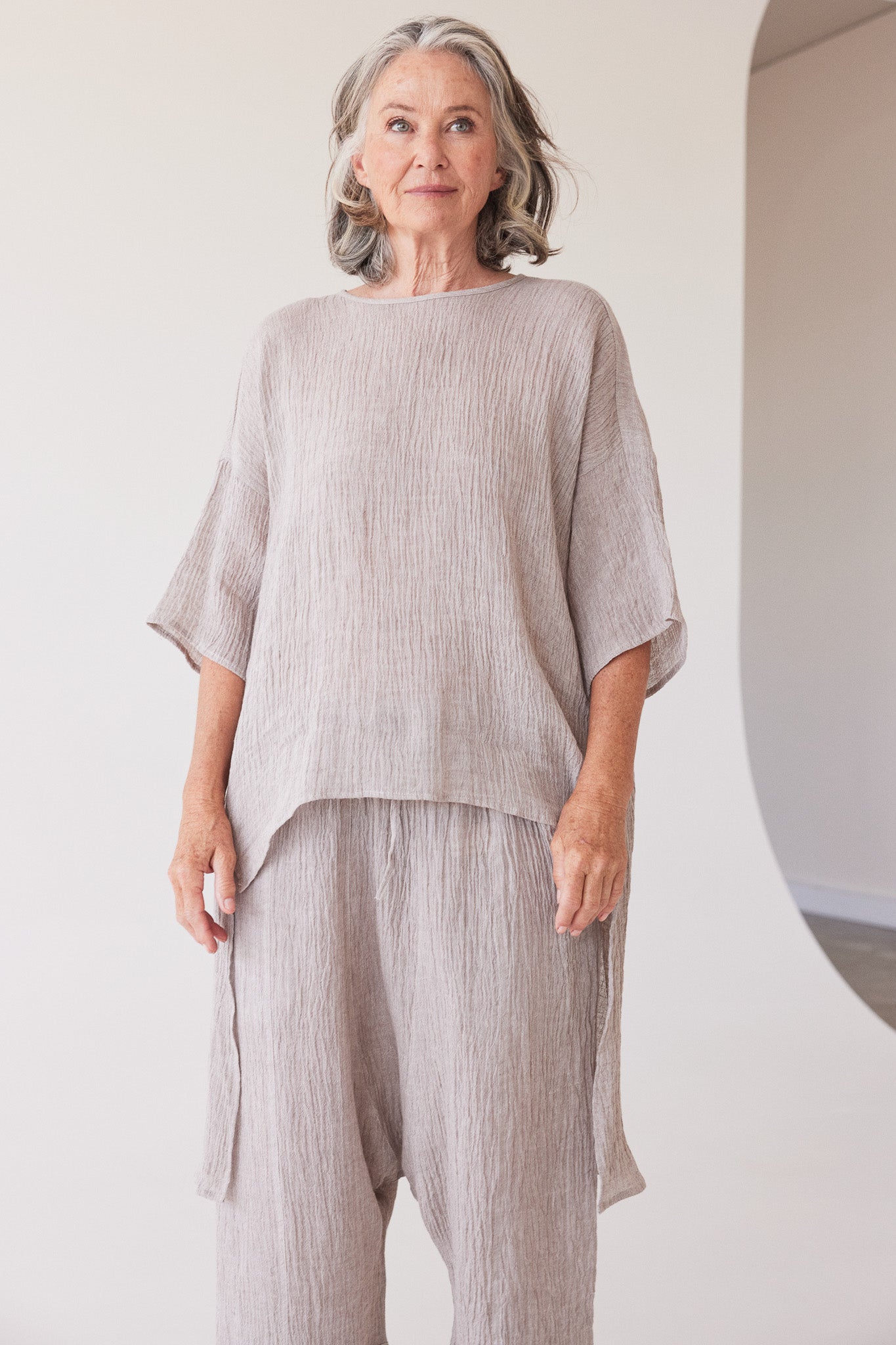 Lanie Relaxed Top | Stone Gauze