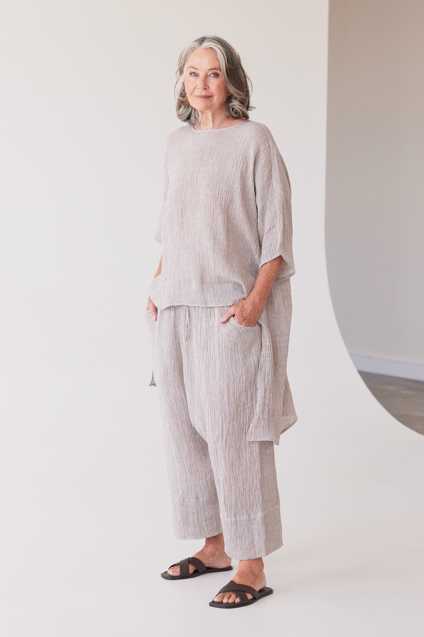 Lanie Relaxed Top | Stone Gauze