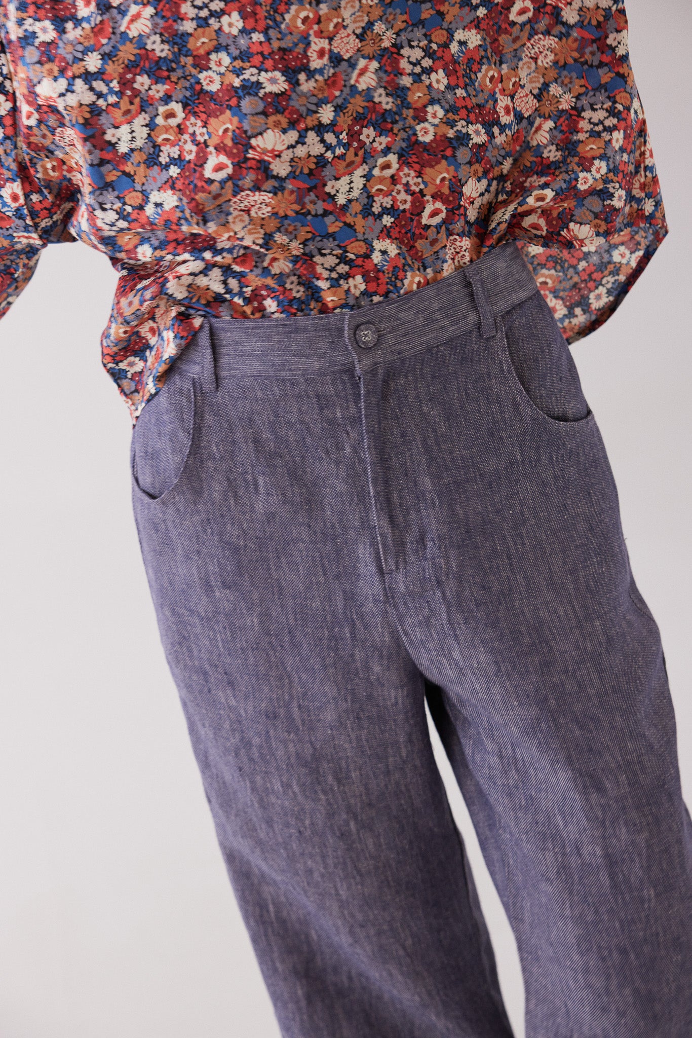 Lincoln Straight Leg Pant | Dusty Denim Linen