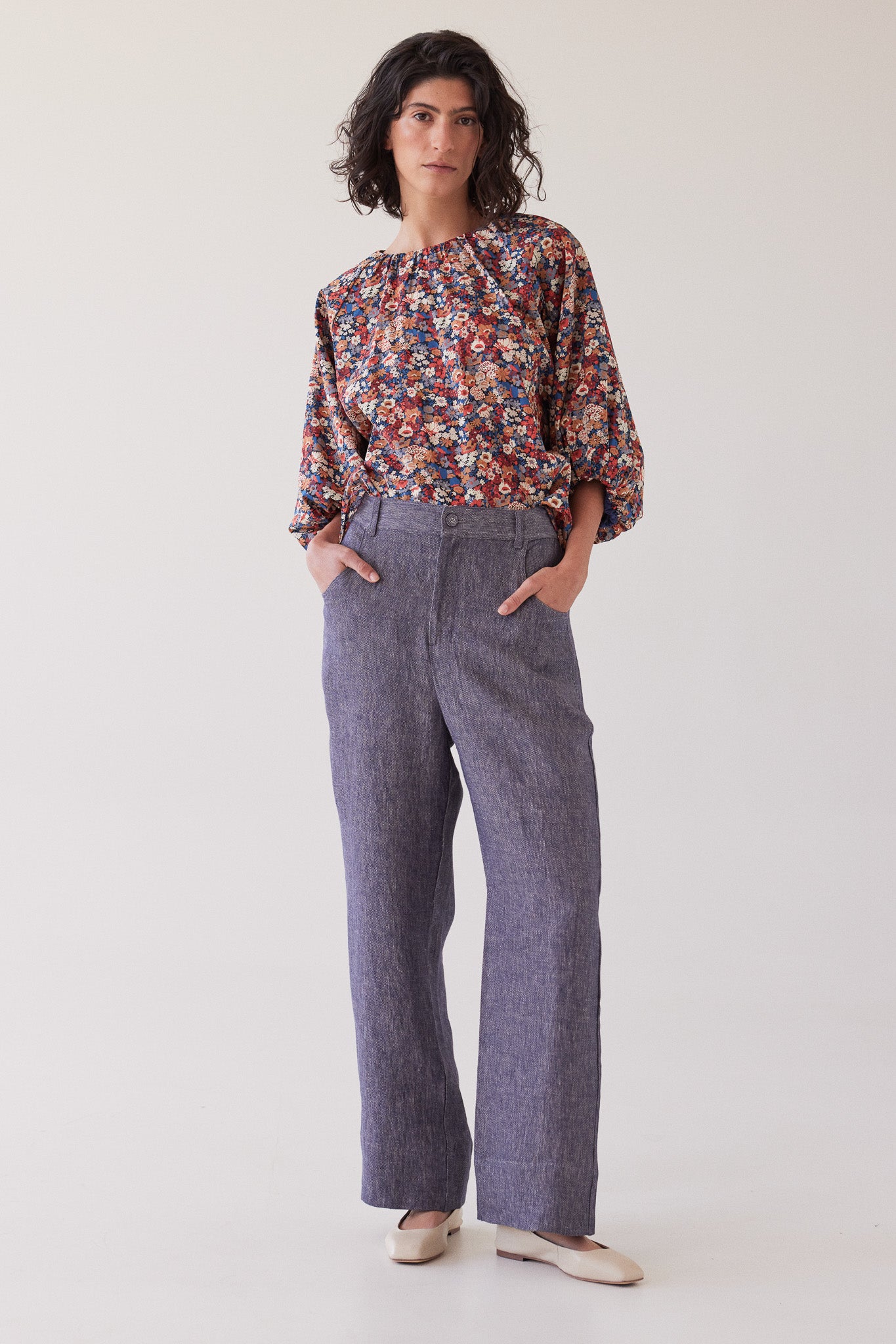 Lincoln Straight Leg Pant | Dusty Denim Linen