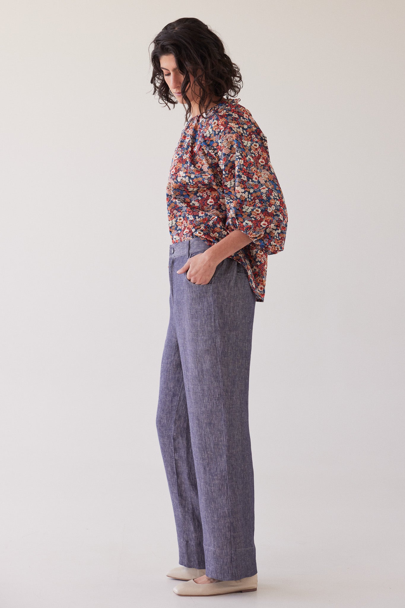 Lincoln Straight Leg Pant | Dusty Denim Linen