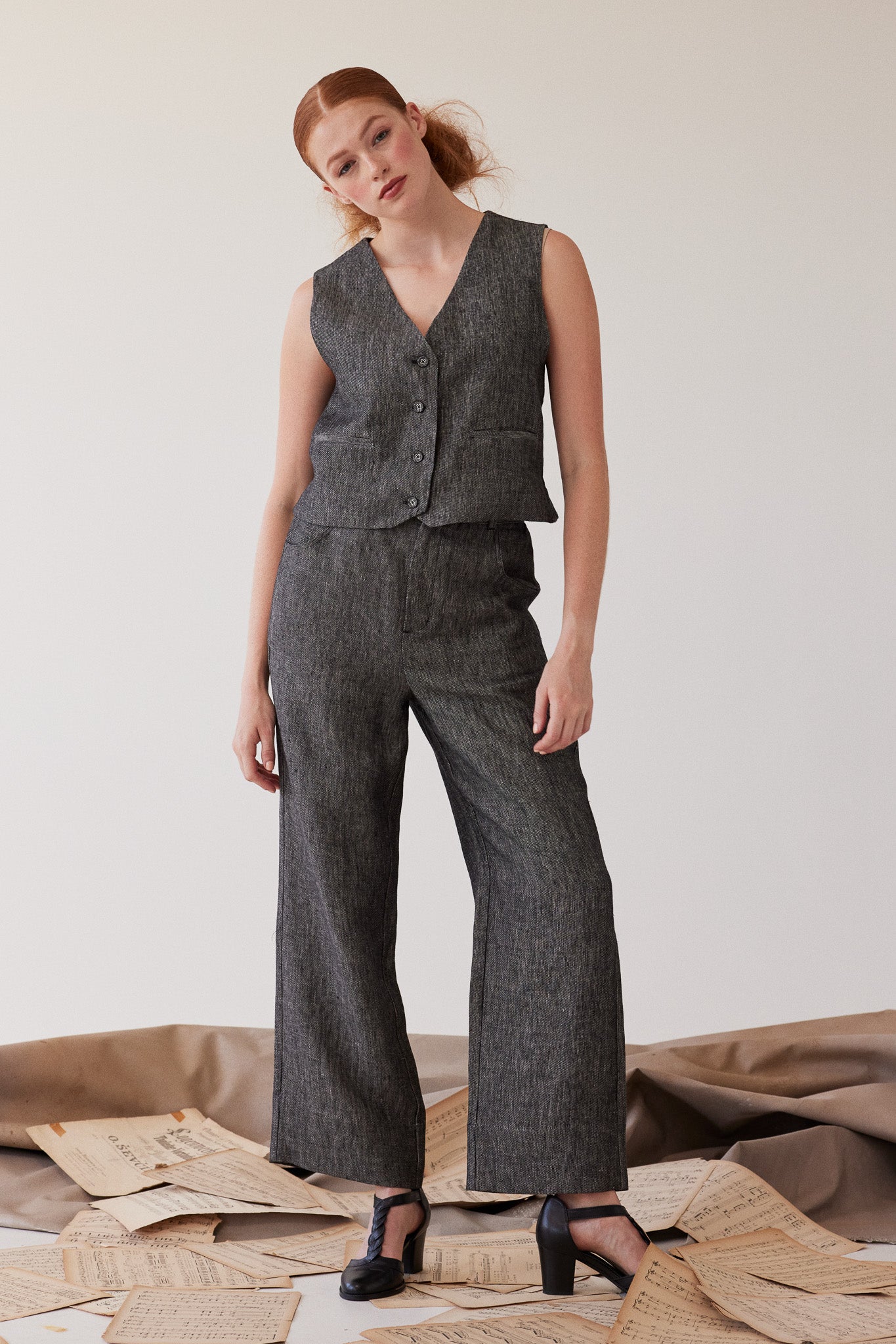 Lincoln Straight Leg Pant | Black Denim Linen